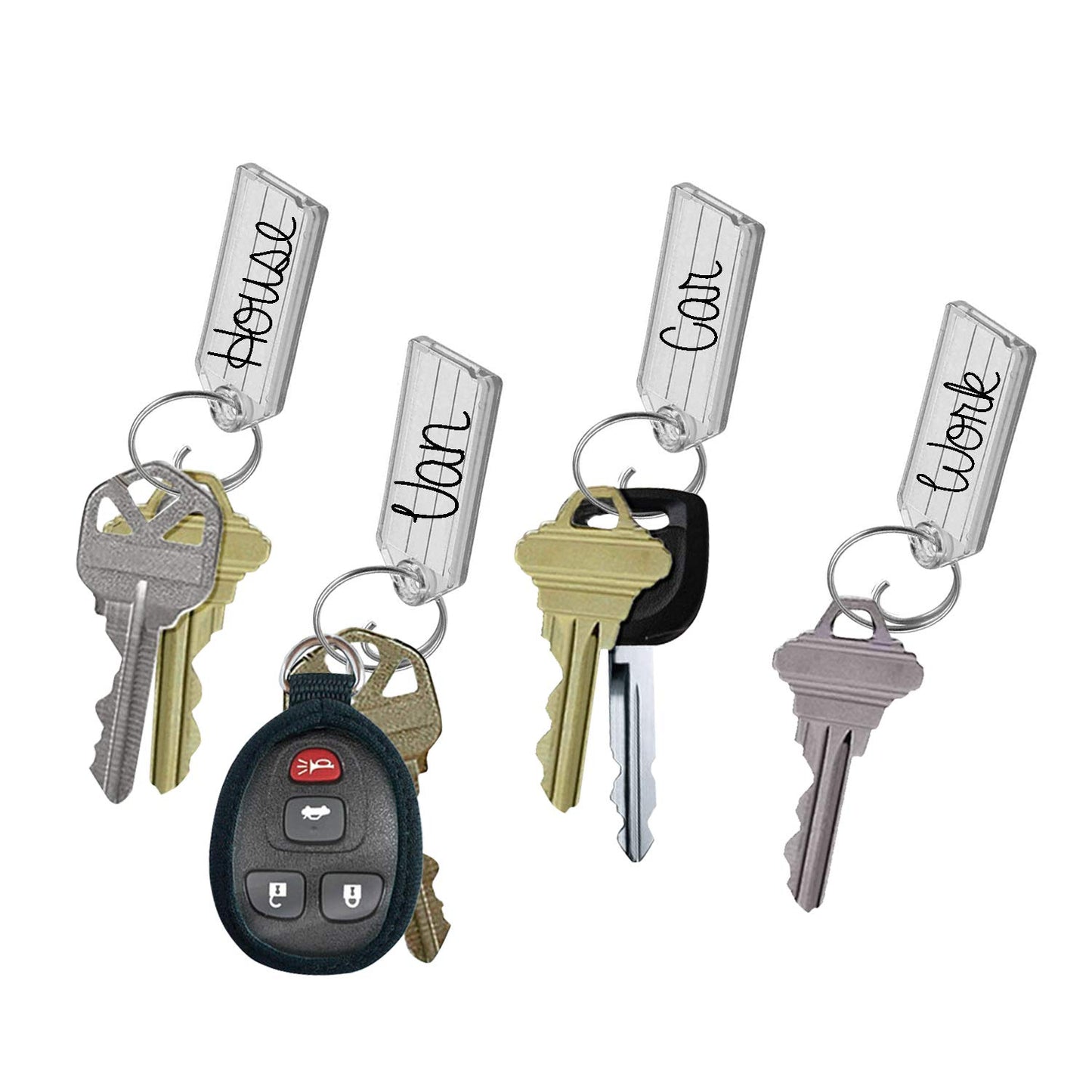 Lucky Line Key Tag with Tang Easy Key Ring, Clear, Box of 100 (1230010)