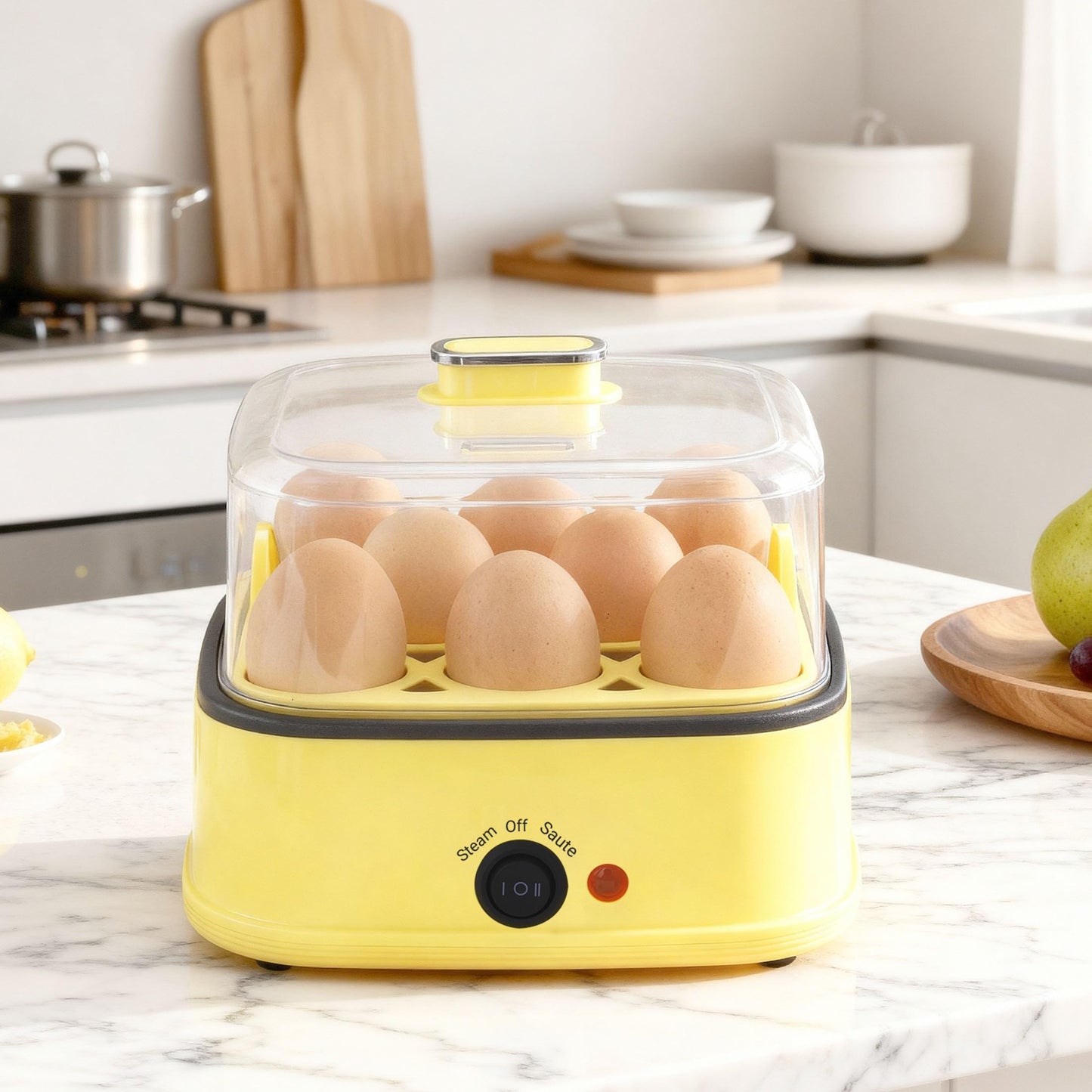Loftychef 8-in-1 Electric Egg Cooker, Rapid Egg Boiler for Hard, Soft & Poached Eggs, Egg Bite Maker, Auto Shut-Off, 8 Egg Capacity, Breakfast Maker for Meal Prep, Apartment, Office, Dishwasher Safe