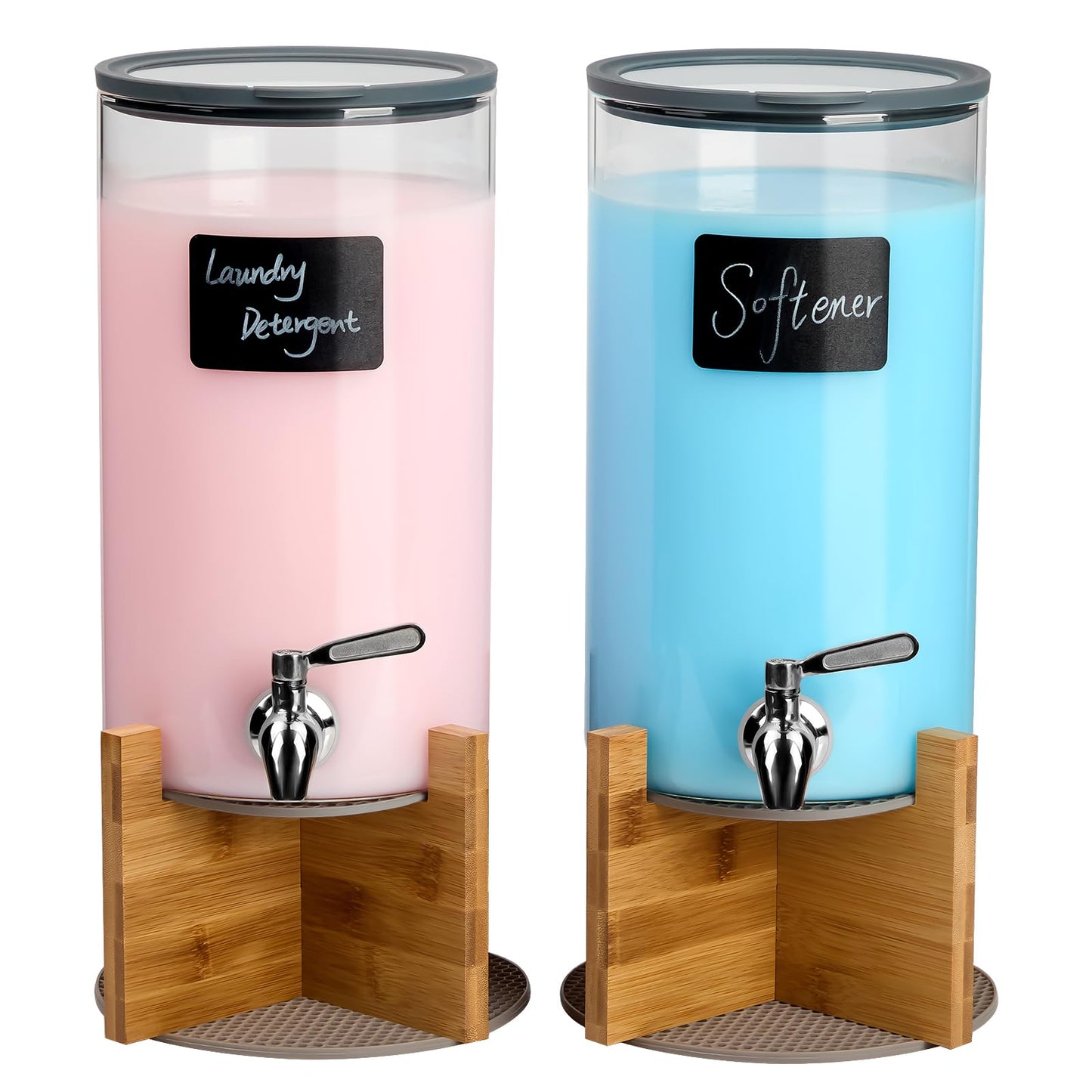 Spreccio Glass Laundry Detergent Dispenser with Holder,1.1 Gallon Laundry Liquid Dispensers with Stainless-Steel Tap,Large Glass Fabric Softener Containers with Stand for Laundry Room Organization