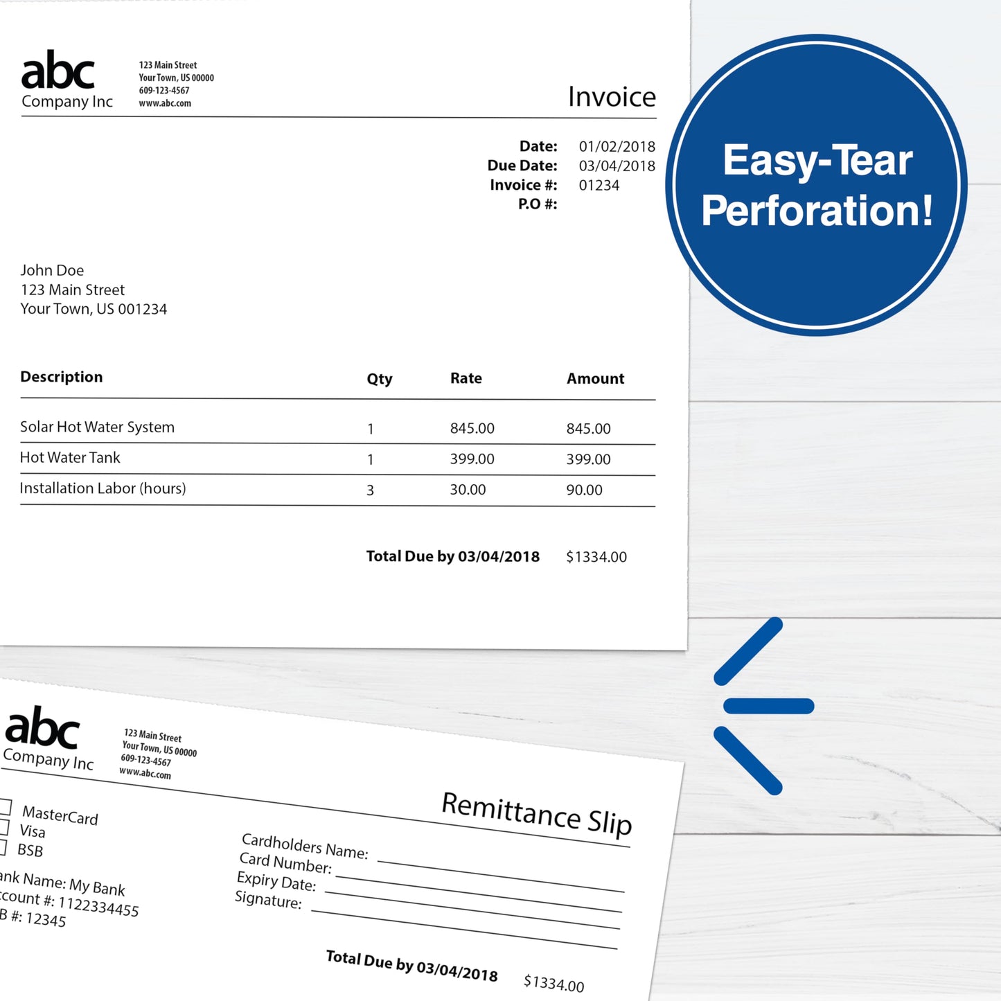 PrintWorks Professional 3 1/4" Horizontal Perforated Paper 8.5” x 11” - Perfect For W-2, 1099, & Statement Use - Made in the USA - 500 Sheets - 20 lb - Printer Compatible - White (04115)