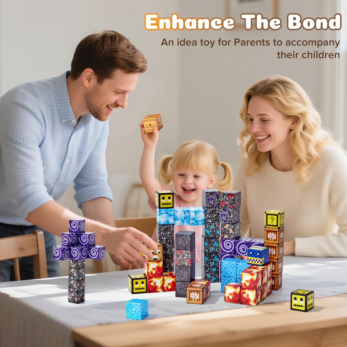 Magnetic Blocks, 150-Piece Magnetic Building Blocks, Volcano Theme 1-Inch Montessori STEM Stacking Magnet Blocks for Boys Girls Ages 3+, Educational Sensory Toys for Kids Christmas Birthday Gifts