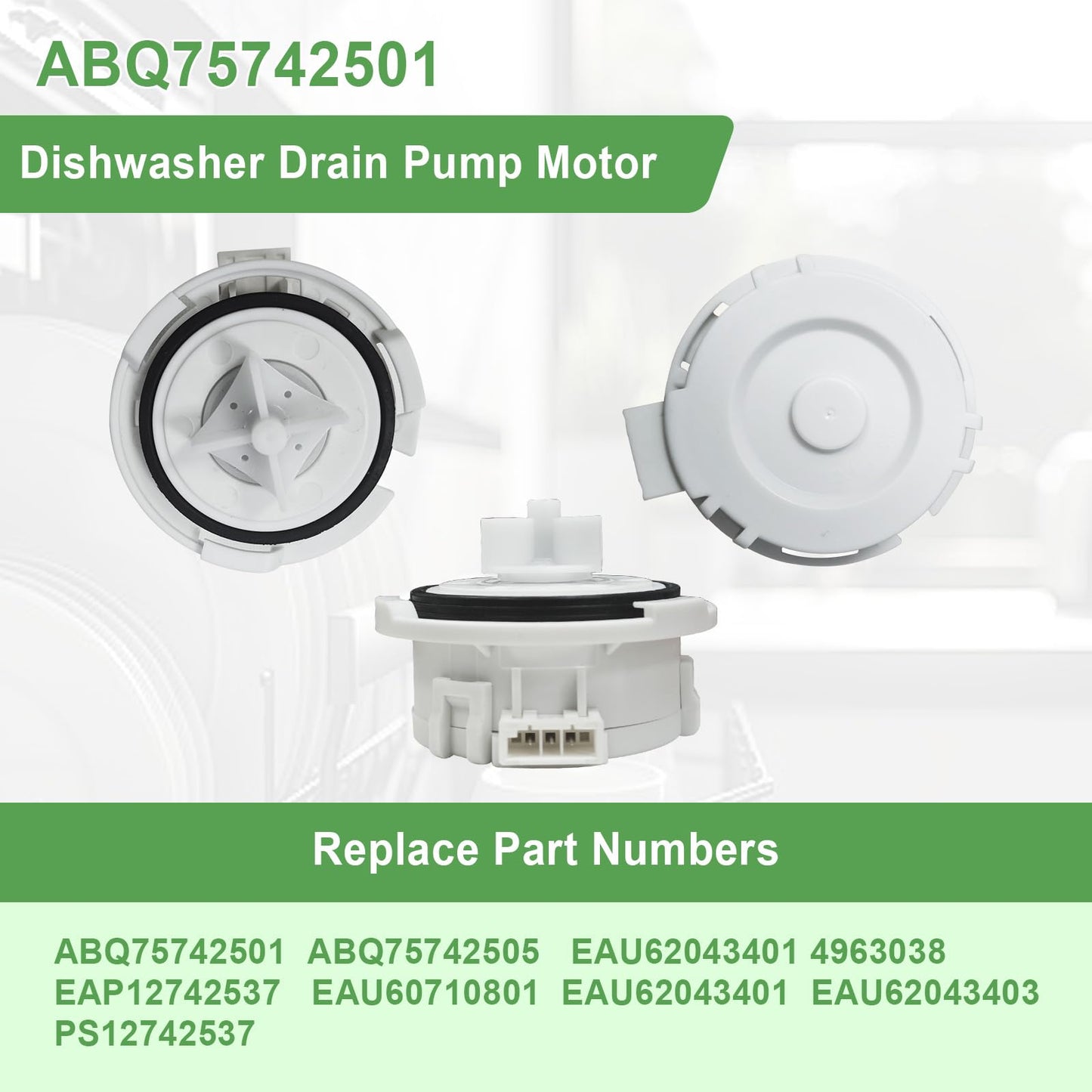 ABQ75742501 Dishwasher Drain Pump Motor Fit for Kenmore LG Dishwasher Drain Pump - Replaces EAU62043401 ABQ75742505 EAU60710802 PS11710287