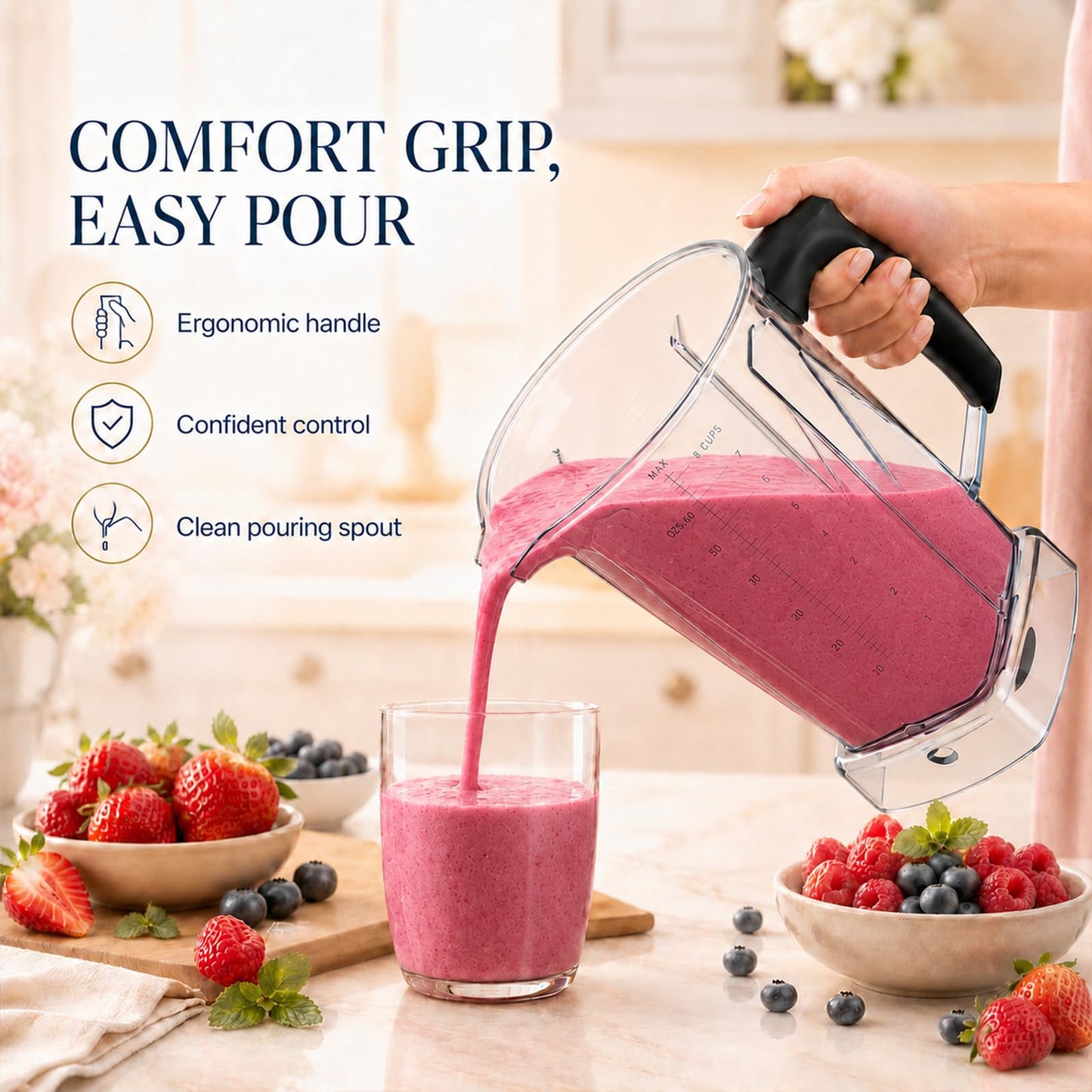 Nikkar Blender Pitcher 64oz Replacement Pitcher Compatible with 5200 6300 5000 VM0101 VM0102 VM0103 VM0197 6000 Classic/Explorian/Commercial Blender Cup