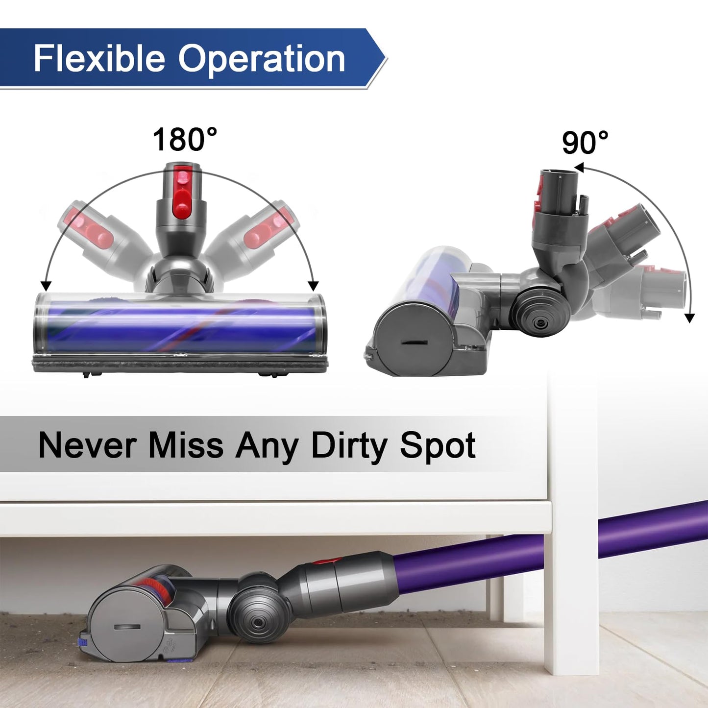 Garbage fighter Upgraded Quick-Release Motorhead Cleaner for Dyson V7 V8 V10 V11 V15 Vacuum Cleaner Head SV10 SV11 SV12 SV14 Replacement Part Electric Head for Hardwood Floor Carpets
