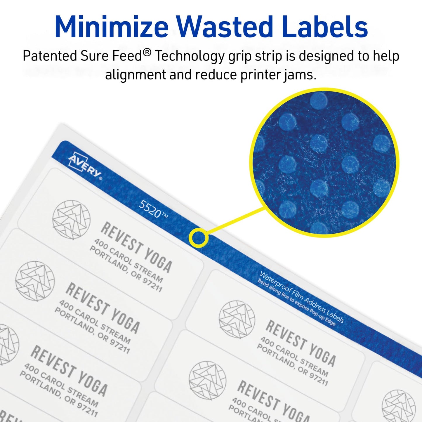 Avery Durable Waterproof Shipping Labels with Sure Feed Technology, 3-1/3" x 4", White, Laser Compatible, 300 Blank Labels Total, Great for Mailing, Branding, and More (5524)