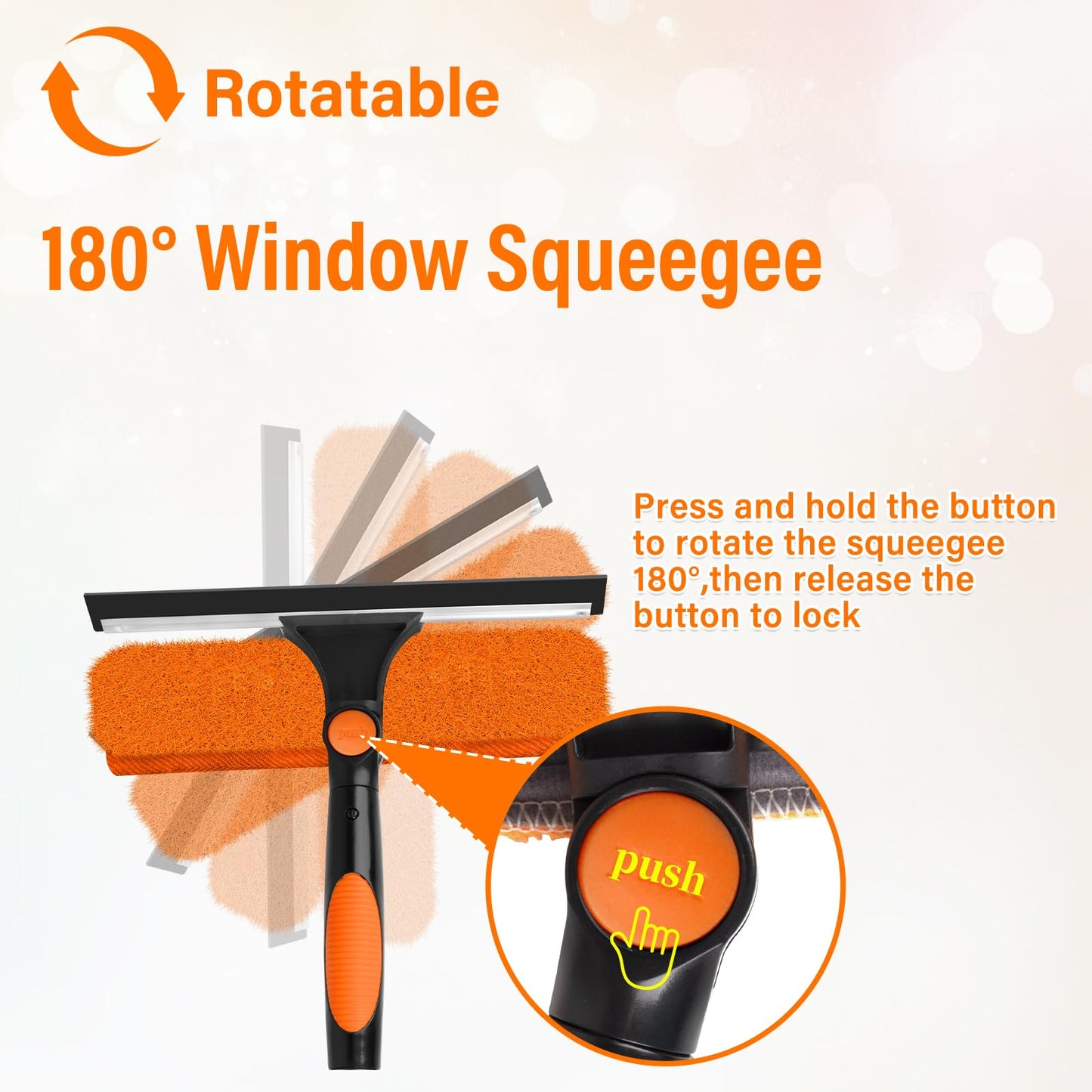 Jhkopqe 26FT Telescoping Window Squeegee Kit | 2-in-1 Professional Window Washer & Microfiber Scrubber with Extension Pole | High Reach Cleaning Tool for Outdoor, Indoor Windows & Glass
