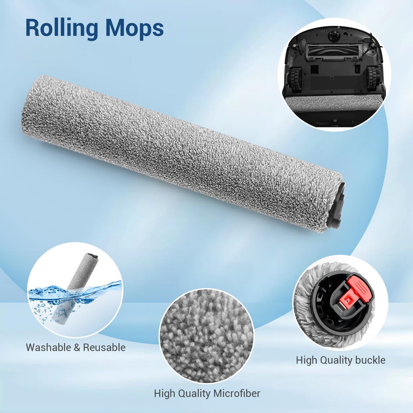 BUXEBUX 20 Pack Omni S1 Pro/ S1 Replacement Accessory Kit for Eufy S1 Pro Omni, S1 Robot Vacuums Parts, 2 Rolling Mops, 1 Main Roller Brush, 4 HEPA Filters, 6 Side Brushes, 6 Dust Bags, 1 Clean Tool