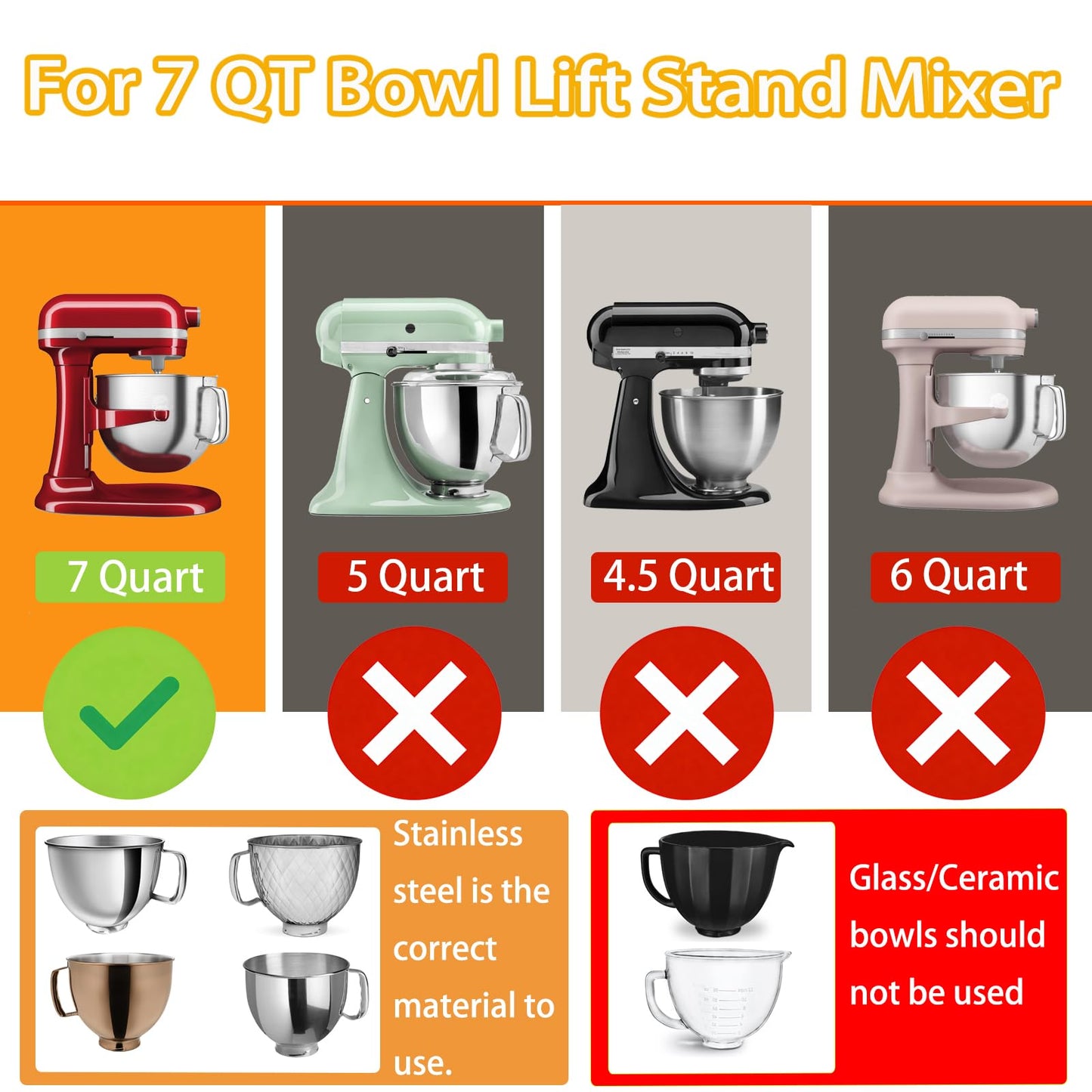 Silicone Bowl Liners for 7 Quart Bowl Lift Stand Mixer, 2 Silicone Liners with Lid, Adjustable Air Hole, Dishwasher Safe, Food Grade Silicone, BPA Free, Mixer Attachments and Accessories