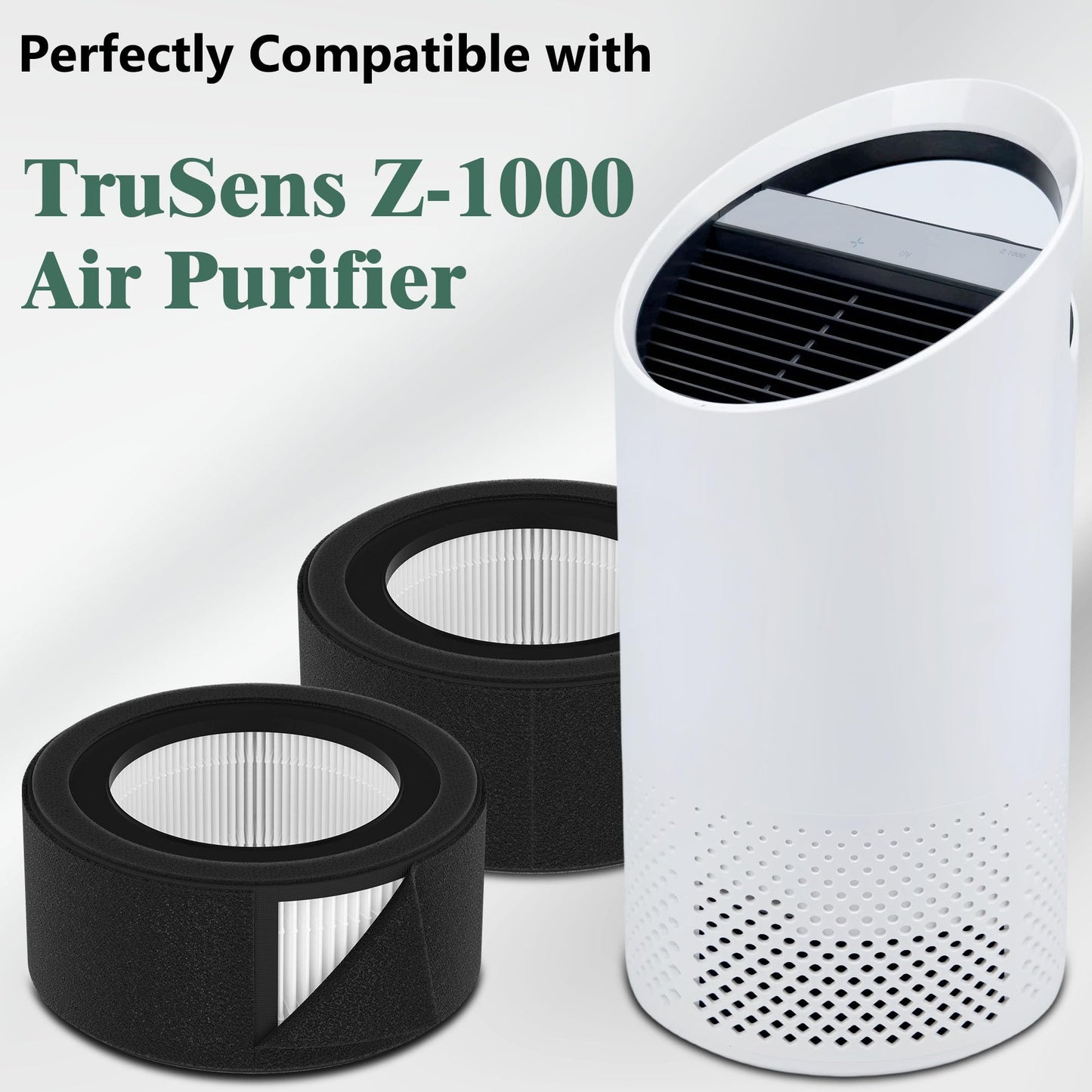 XBWW 2 Packs Z-1000 Standard Premium Replacement Filters Compatible with TruSens Z-1000 Small Room Air Cleaner Purifier, 2 Premium Filters and 4 Extra Activated Carbon Pre-Filters