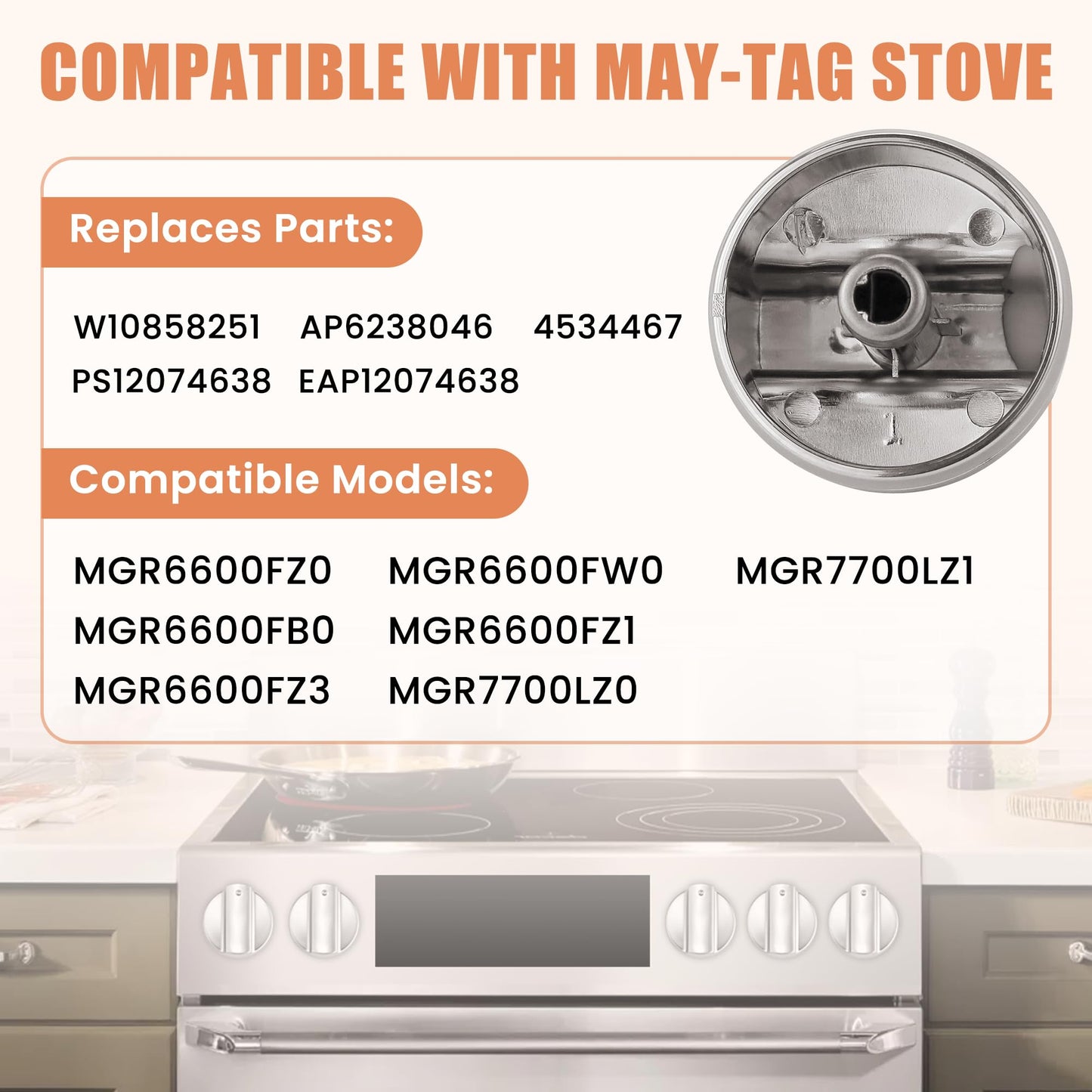 AMI PARTS W11101439 Stove Knobs Compatible with Maytag Range Knobs Replacements for MGR6600FZ0 MGR6600FB0 MGR6600FW0 MGR6600FZ1 MGR6600FZ3 MGR7700LZ0 MGR7700LZ10 5PCS