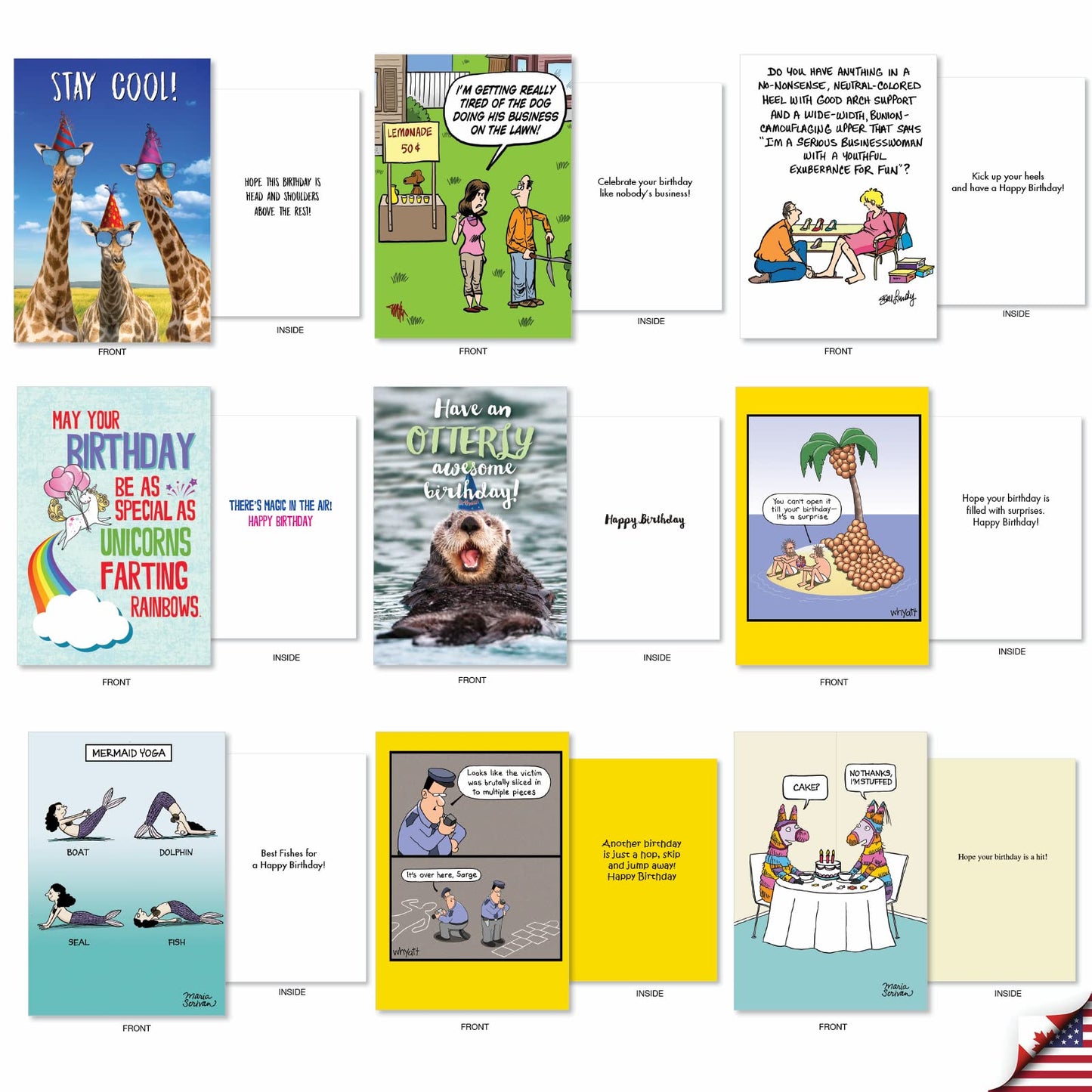 NobleWorks - Variety Pack of 36 Assorted Funny Birthday Greeting Cards Bulk Box Set w/Envelopes, Edgy Adult Humor BDay Pack for Men, Women, Friend - Birthday Favorites Collection AC2911BDG-B1x36