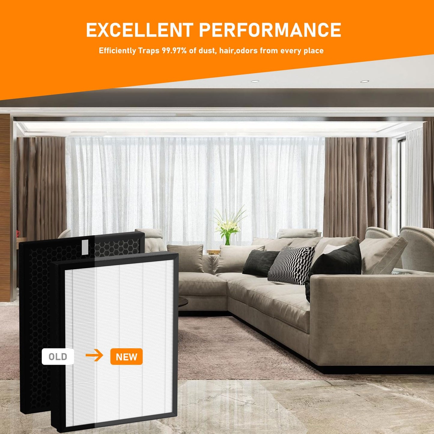 Skymechy AP-B102 True HEPA Replacement Filter Set Compatible with Alexapure Breeze AP-B102 and 3049 Air Cleaner Purifier, 3-IN-1 Air Filter for Home, 2 X H13 True HEPA and 2 X Activated Carbon Filters