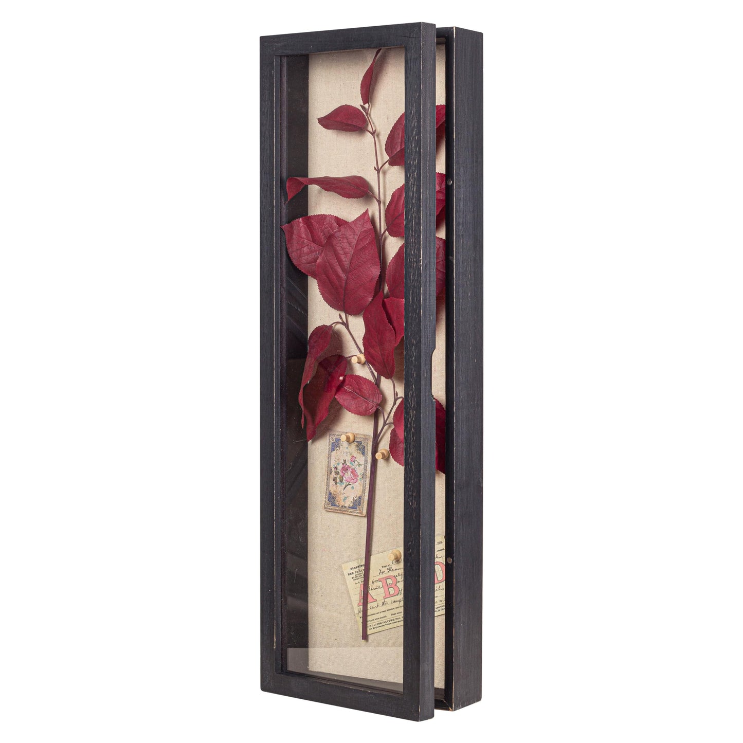 Freezing point Shadow Box Frame 8x25 Flower Shadow Box Pin Display Case Cabinet Picture Frame with Linen Back Memorabilia Awards Medals Badge Bouquet Wedding Memory Box for Keepsakes Long Black