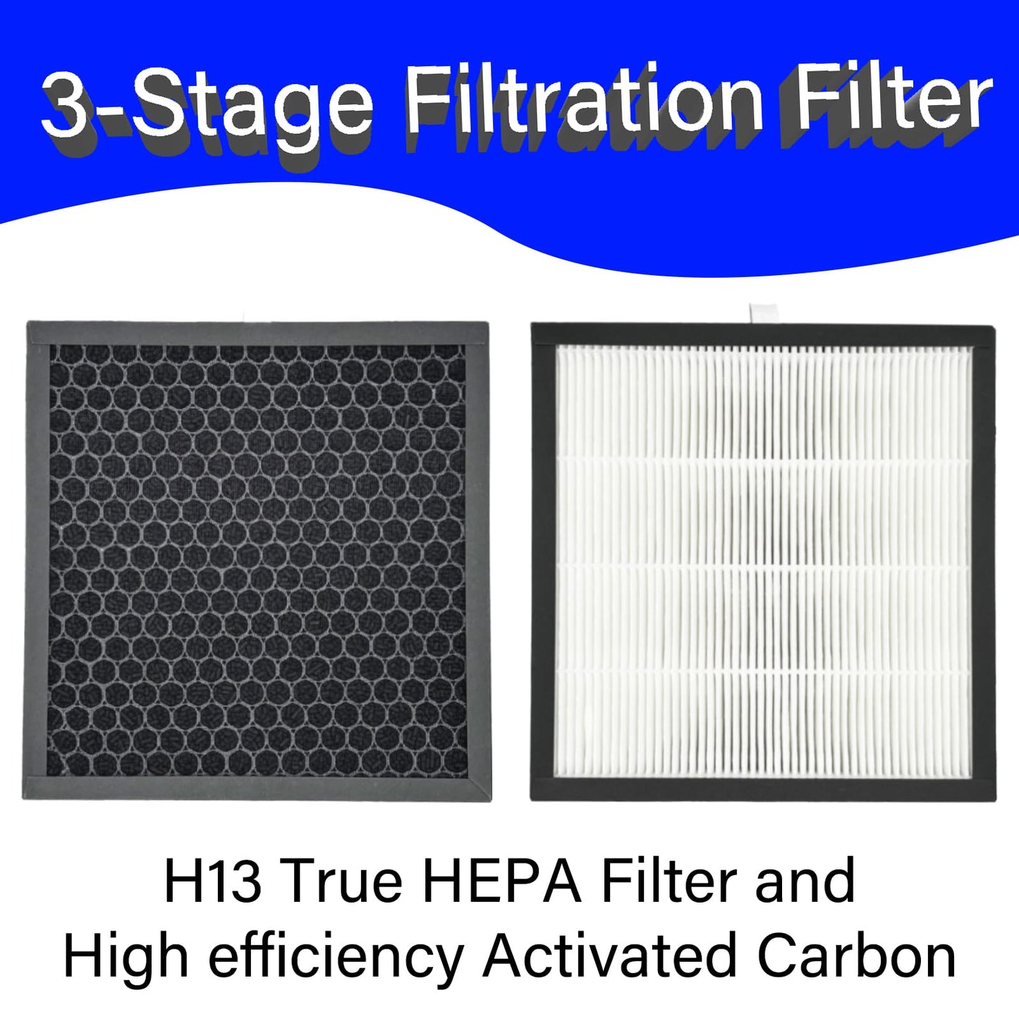 4 Pack 5400 Replacement Filter for BLUEAIR DustMagnet 5410i 5440i Air Purifier 5400 Series ComboFilter, 3-in-1, H13 True HEPA with High efficiency Activated Carbon
