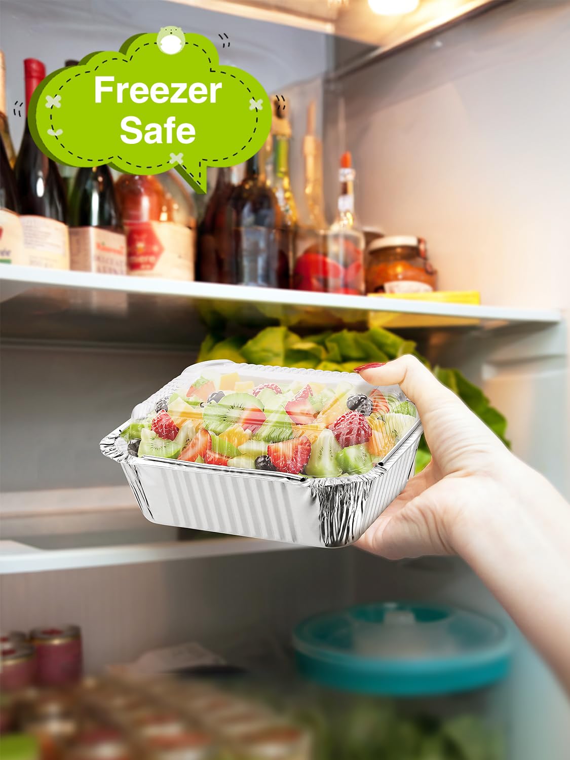 NEEBAKE 110 Pack 5x4 Disposable Small Aluminum Pans with Dome Lids - 1lb-Mini-Aluminum-Foil-Pans-Tin-Foil-Takeout-Trays-Food-To-Go-Containers-for-Meal-Prep-Cooking-Roasting-Heating-Baking