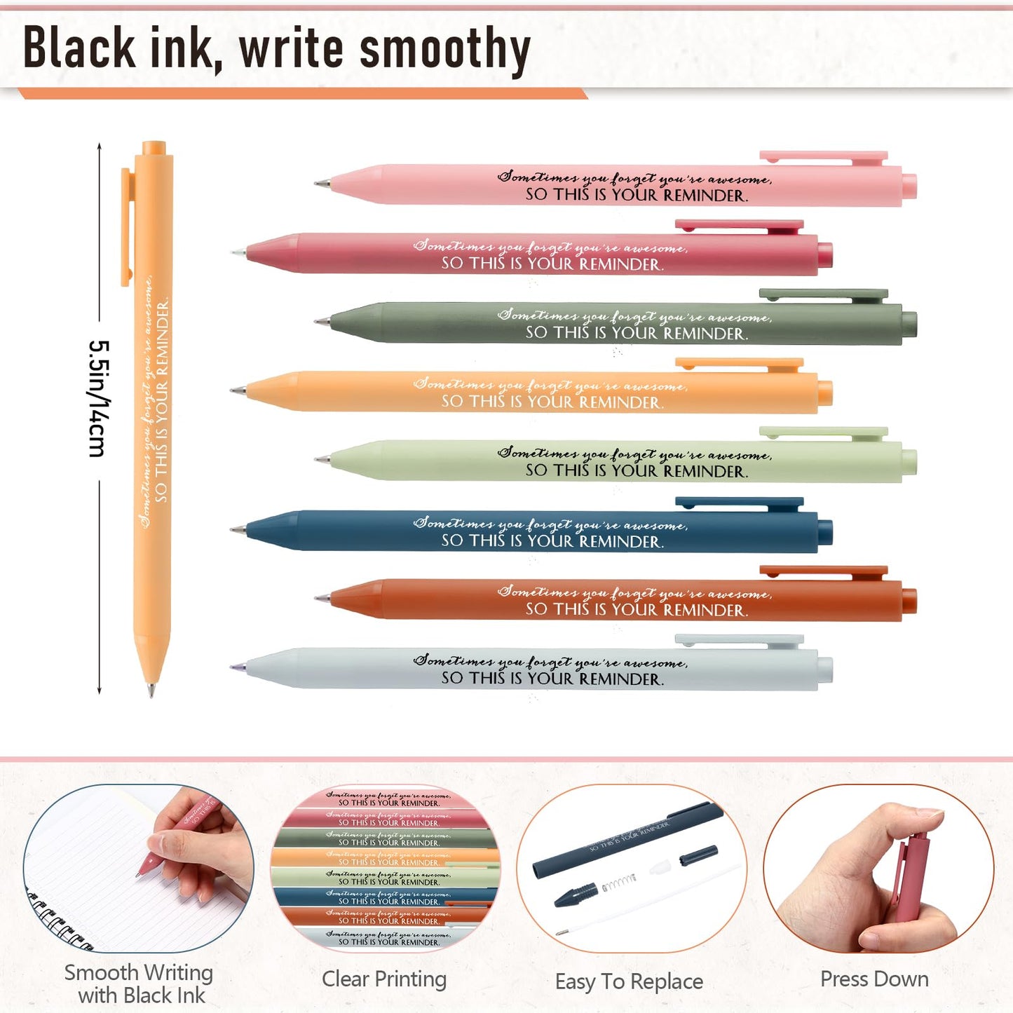 Resurhang 24 Set Employee Teacher Appreciation Gift for Cna Nurse Week Graduation Gifts Coworker Staff Thank You A6 Spiral Notebook Planner with Sticky Note Ballpoint Pen for Office (Light Color)