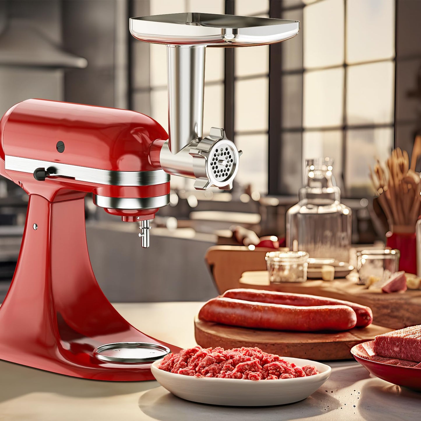 Meat Grinder Attachment for Kitchenaid Stand Mixer, Meat Grinder for KitchenAid, including 3 Sausage Stuffer Accessory, for Kitchen Aid Stand Mixer Easy to Use and Clean