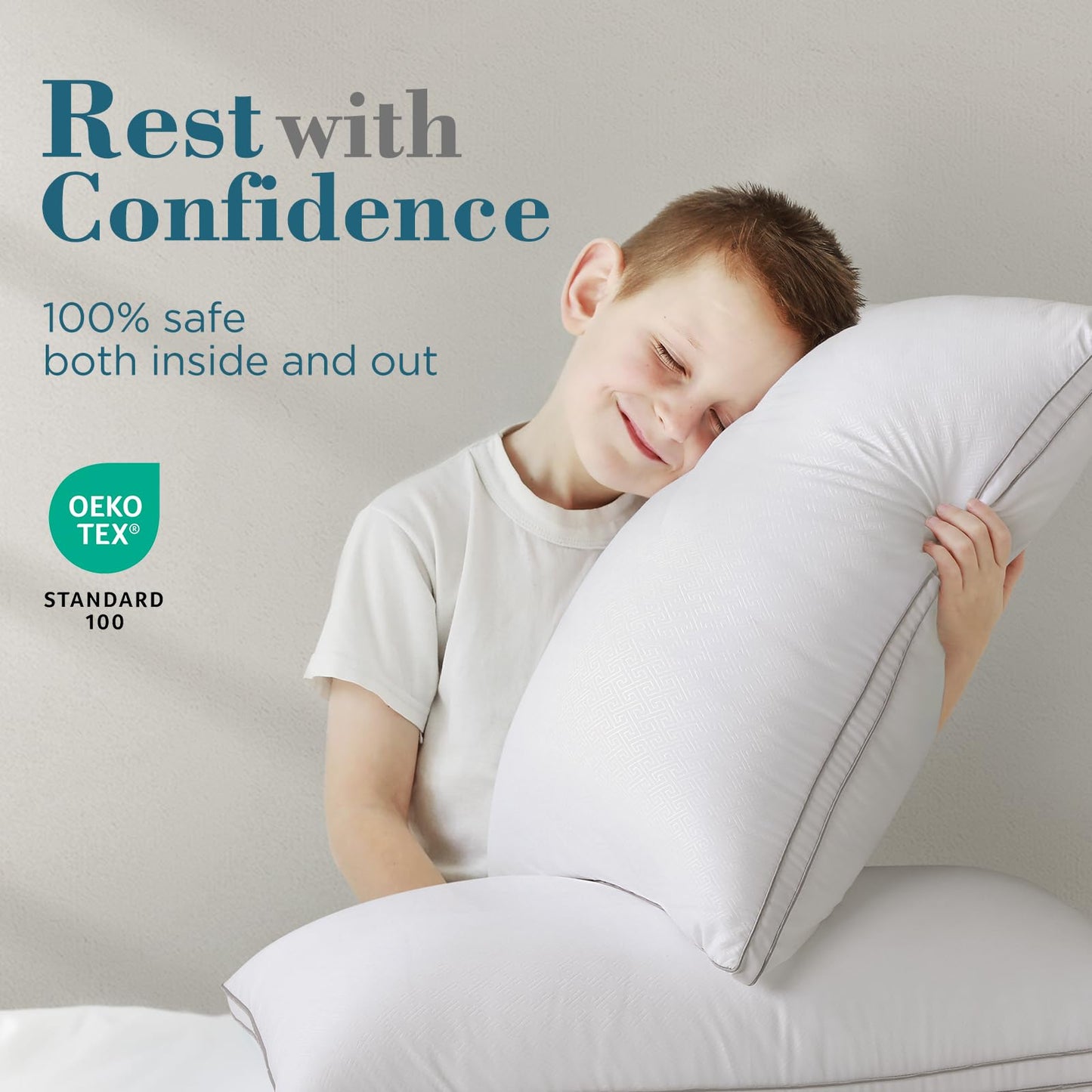 viewstar Bed Pillows Queen Size Set of 2, Firm Support Down Alternative Gusseted Pillows for Side, Back, or Stomach Sleepers, White