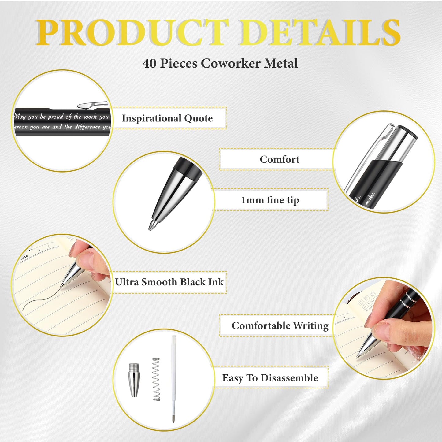 Colarr 40 Pcs Appreciation Gifts Bulk Inspirational PU Leather Notebook Journal & Pen Set Thank You Gifts for Staff, Employees, Coworkers, Nurses(Black,May You)