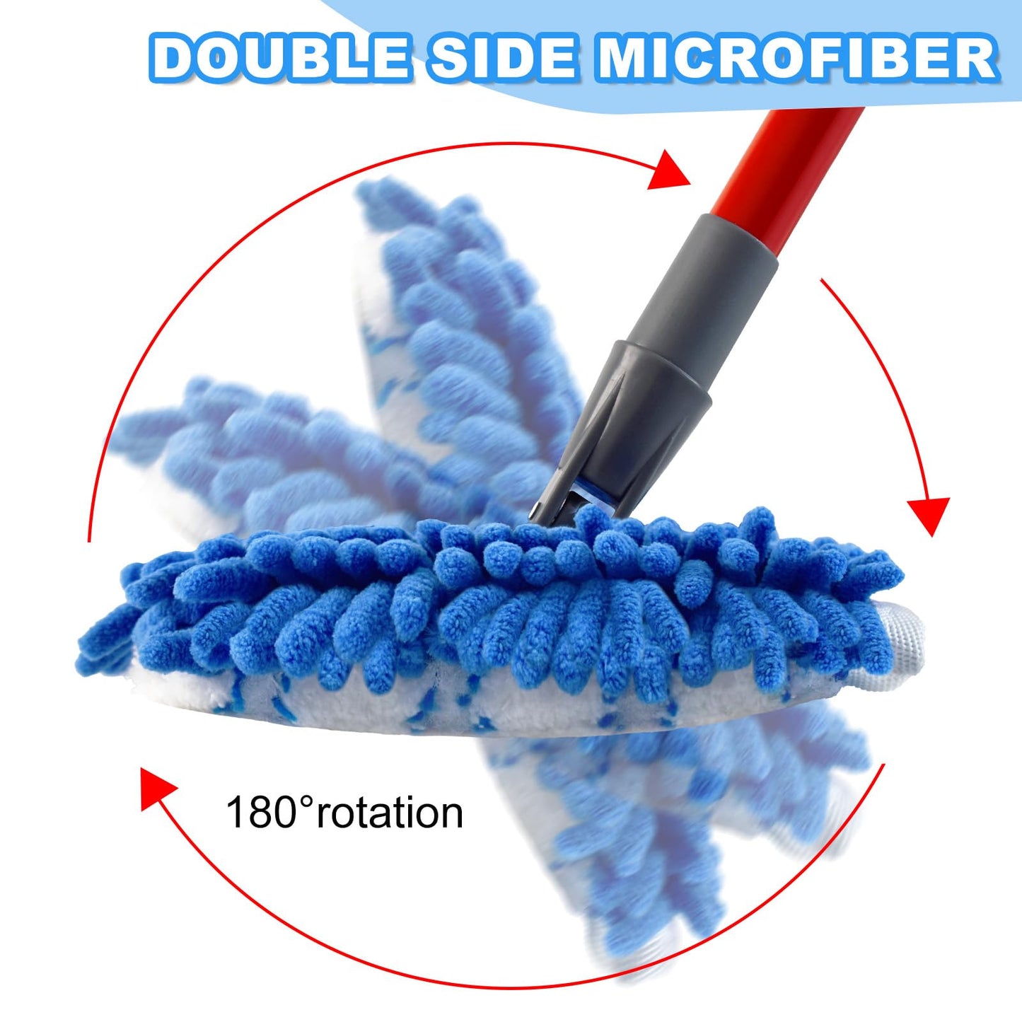 Microfiber Mops for Floor Cleaning, Flat Mop with 3 Reusable Pads and Extendable 58" Long Handle for O Cedar Dual-Action Microfiber Flip Mop , Dust Mop for Hardwood Floors, Wet & Dry Use