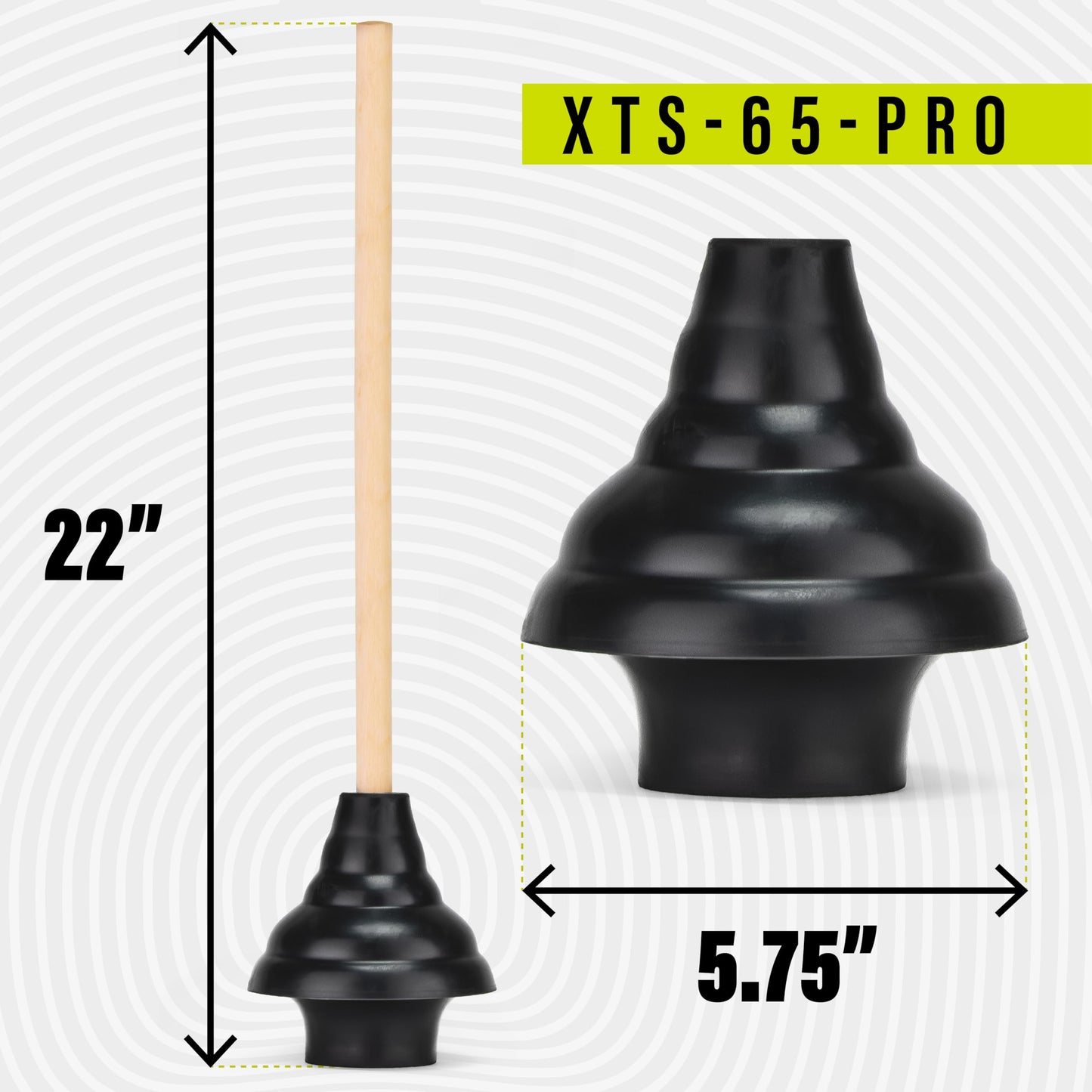 SteadMax XTS-65-PRO Heavy Duty Toilet Plunger, Commercial Grade, Powerful Double Thrust Force Rubber Cup with Wood Handle, for Clogged Bathroom, Shower, and Kitchen, 3 Pack (22" x 5.75")
