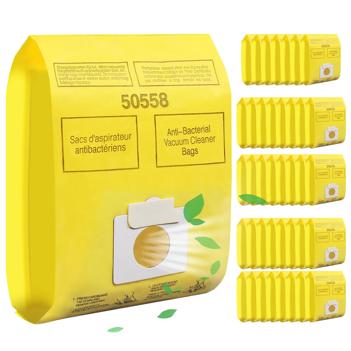 40 Pack 50558 Type C/Q Vacuum Cleaner Bags Compatible with Kenm.ore Canister Type C/Q 5055,50557,50558 (40)
