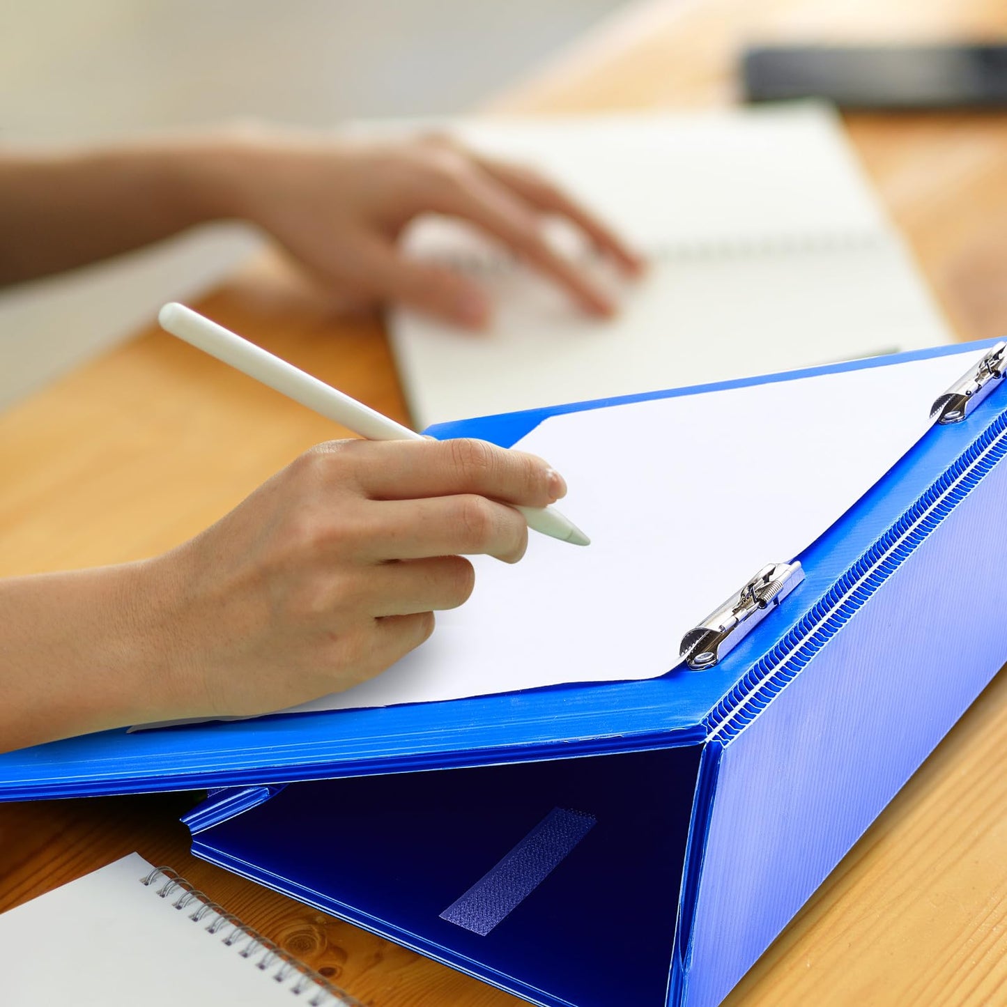 Nuanchu 4 Pcs Folding Slant Board for Writing 14 x 12 Inch Large Slanted Clipboard Adjustable Tilted Writing Boards Sloped Surface to Improve Handwriting Legibility Endurance (Blue)