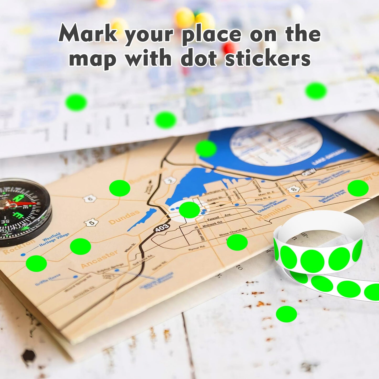 PARLAIM 3/4 Inch Round Permanent Adhesive Color-Code Dot Stickers,10000 Stickers Roll dots Label Dispenser Box Green Circle Stickers Labels 10Rolls (Fluorescent Green)