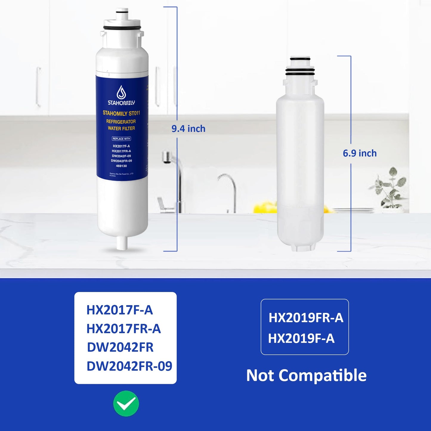 HX2017FR-A Water Filter Replacement, Compatible with Hisense HX2017F-A, HRF266N6CSE, HRF266N6CSE1, HRF209N6CSE, HRF254N6DSE, HRF254N6TSE, NS-WF26FD9-1, MRF211N6CSE, MRF266N6CSE, 3 Pack