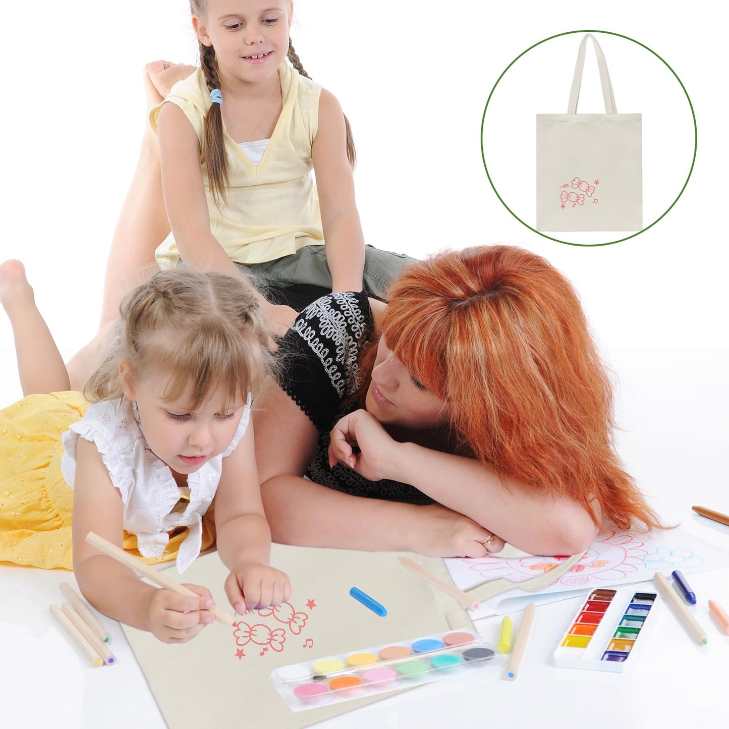 HECTOLIFE 24 Pack Canvas Tote, Reusable Blank Canvas for Shopping,Grocery Bags,DIY Gift Bags