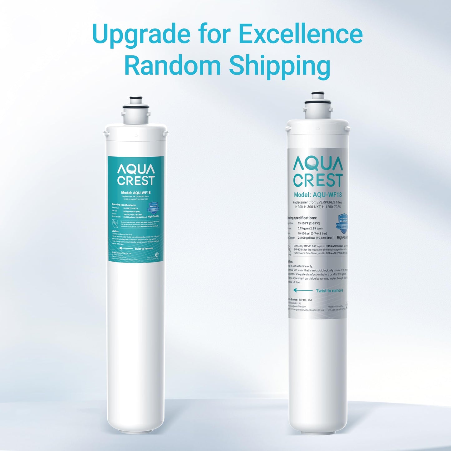 AQUA CREST H-300 Under Sink Water Filter, Replacement for Everpure H-300, H-300-NXT, 7CB5, EV9270-71, EV9270-72, EV9618-11, EV9855-50, EV9282-01, NSF/ANSI 42 Certified, 24000 Gallons