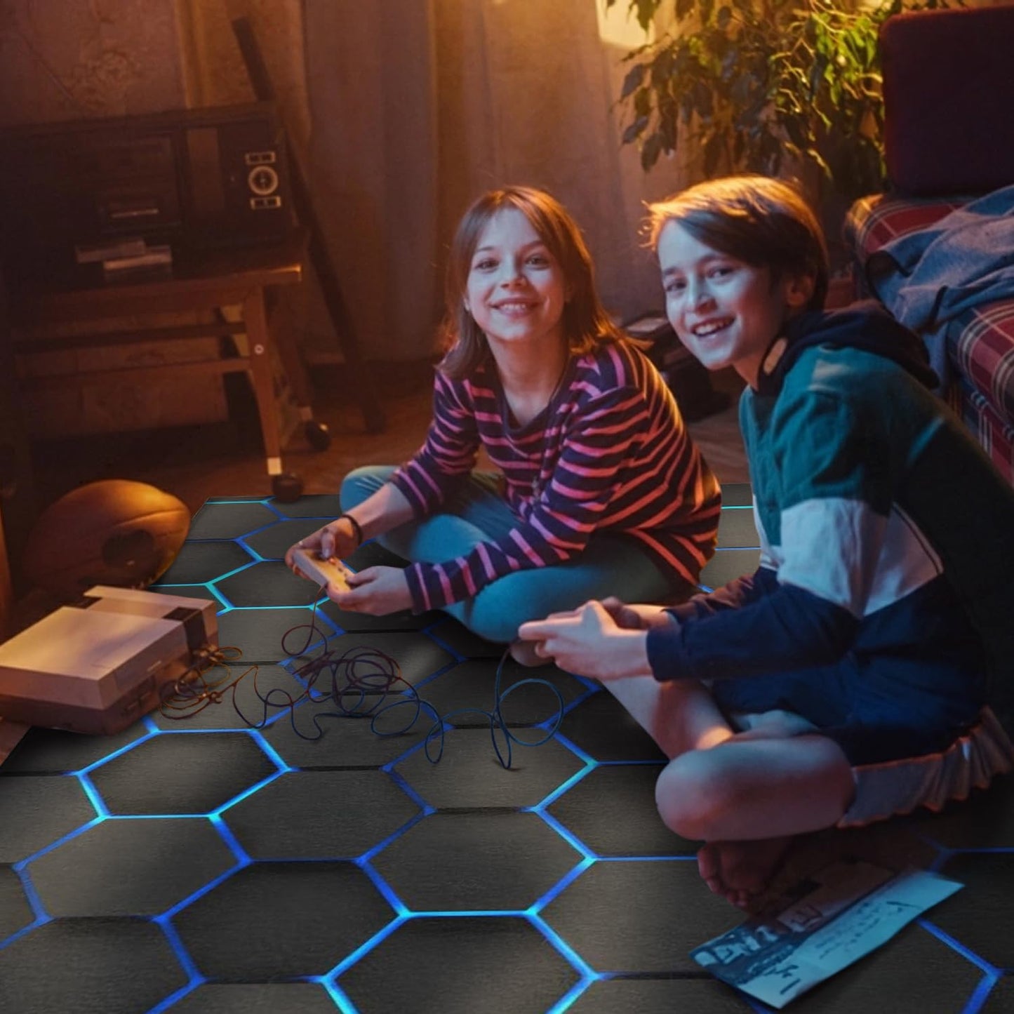 Gaming Chair Mat for Carpet Hardwood Tile Floor,36"x48" Gamer Rugs for Game Room, Under Desk Non Slip Gamer Rug,Low-Pile Game Room Rug,Rubber Backing Large Gaming Chair Floor Mat,Green Honeycomb