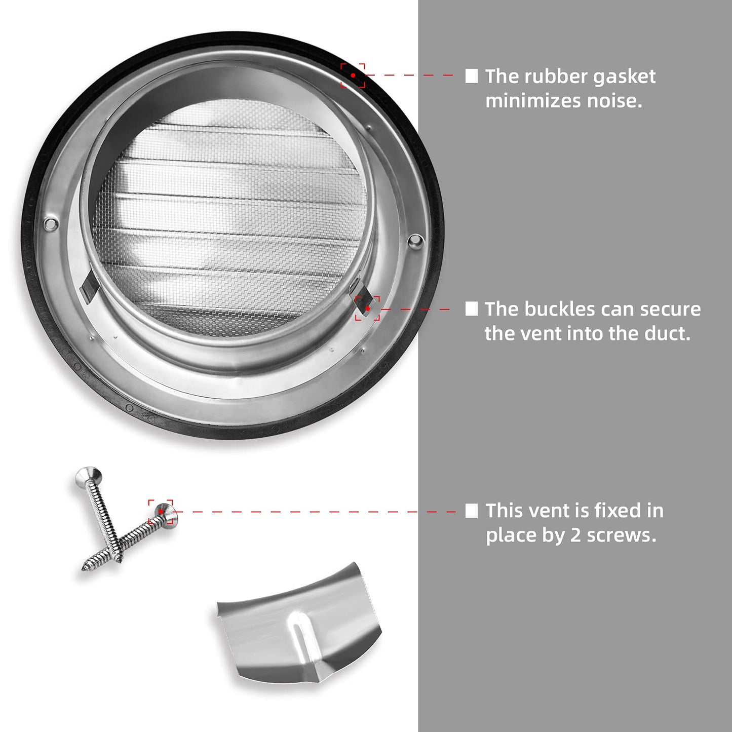 FRESH SPEED 7-Inch Round Stainless Steel Dryer Vent Exhaust Vent Covers for Home-Diameter 180mm