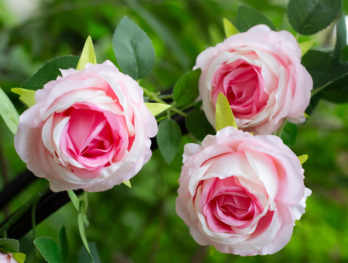 zhixinyue 2Pcs 12Ft Bendable Artificial Flower Garland Faux Rose Vine Hanging Floral Garland for Wall Decor Trellis Fence Home Room Garden Wedding Decoration(Pink, 2pcs)