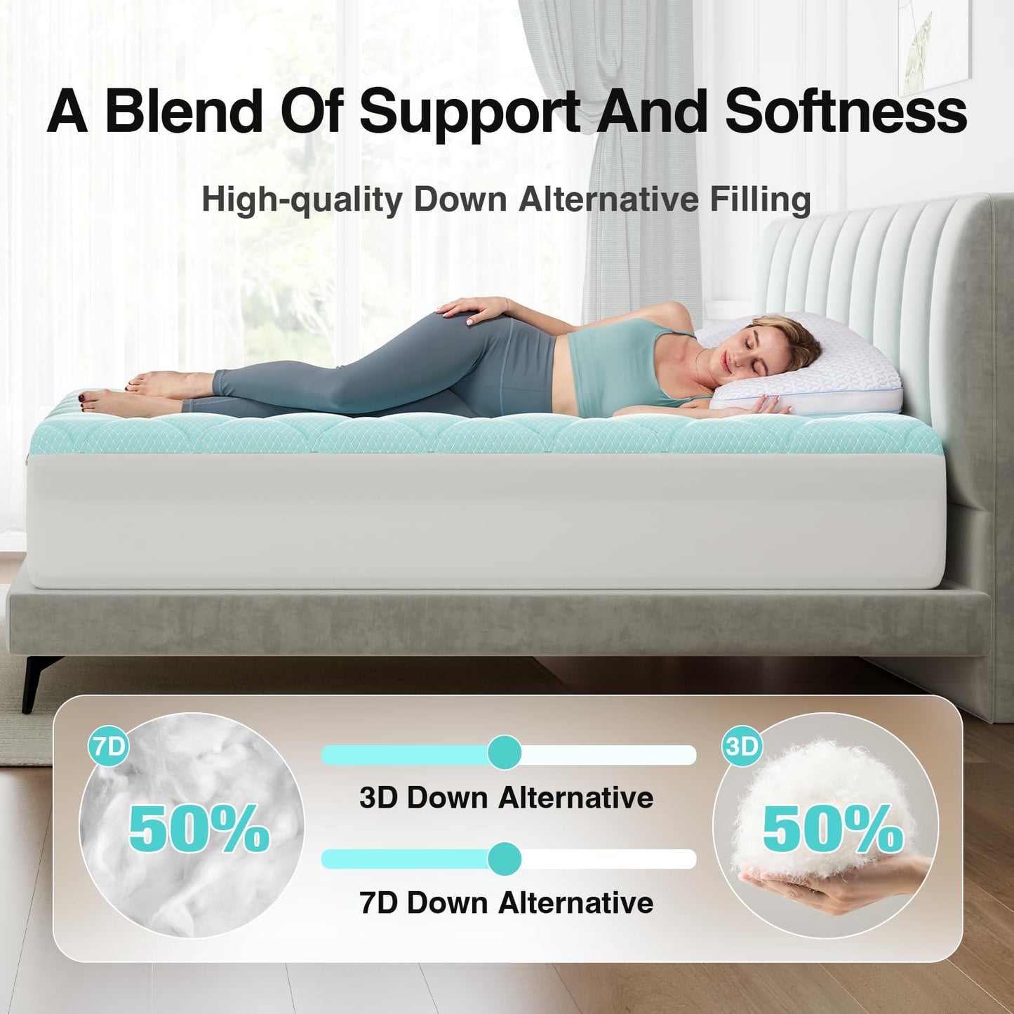 Novilla Cooling Mattress Topper Twin Size, Cooling Factors Infused Mattress Pad for Hot Sleepers, Breathable Mattress Cover with Deep Pocket, Soft Down Alternative Bed Topper for Back Pain Relief