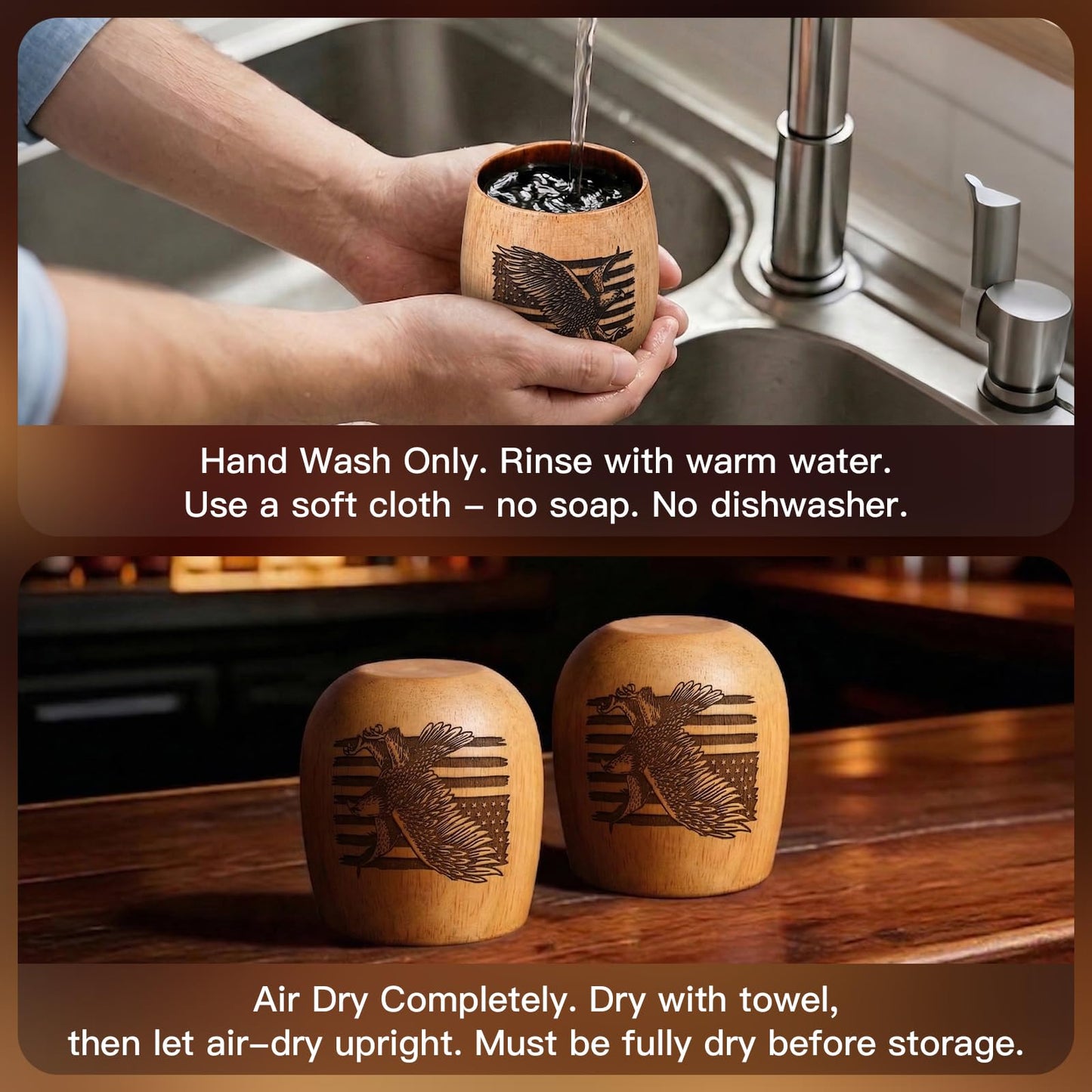 Original Oak Charred Whiskey Glass - Handcrafted Engraved Oak Whiskey Tumbler, Unbreakable Old Fashioned Glass, Unique Wooden Bourbon Drinking Glass for Men
