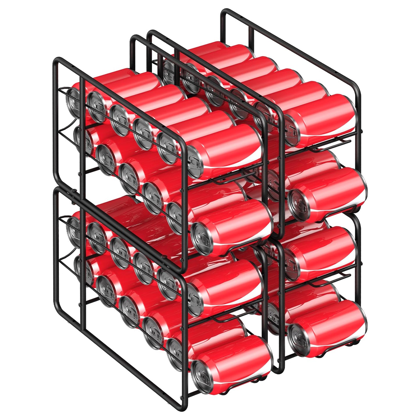 MOOACE 4 Pack Can Dispenser Rack, Stackable Soda Can Organizer Holder for Canned Food Storage Kitchen Cabinet Pantry Countertop, Black