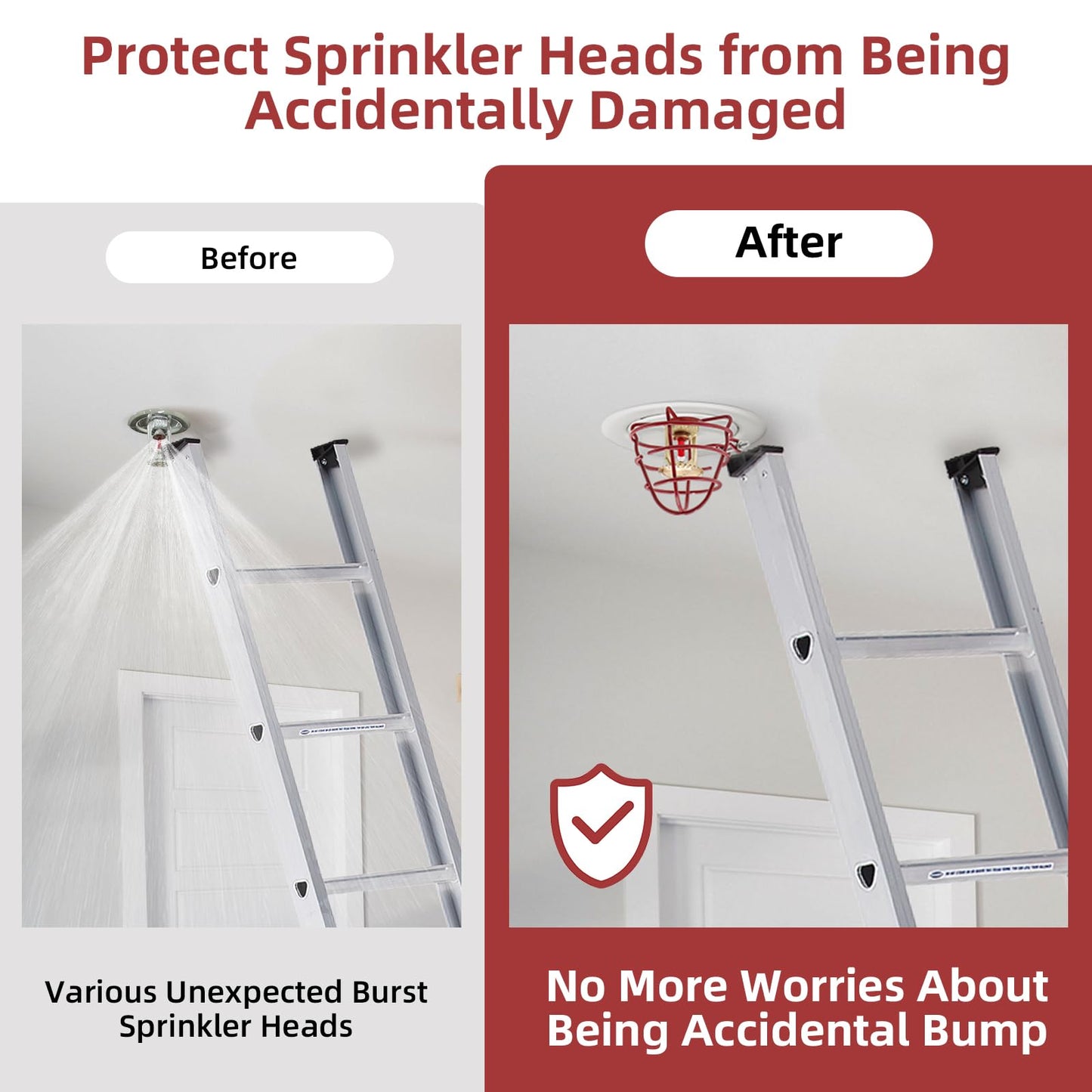 (18 Pack) 1/2" Fire Sprinkler Head Cage Guard Protector Fire Extinguishing System Sprinkler Bracket Red