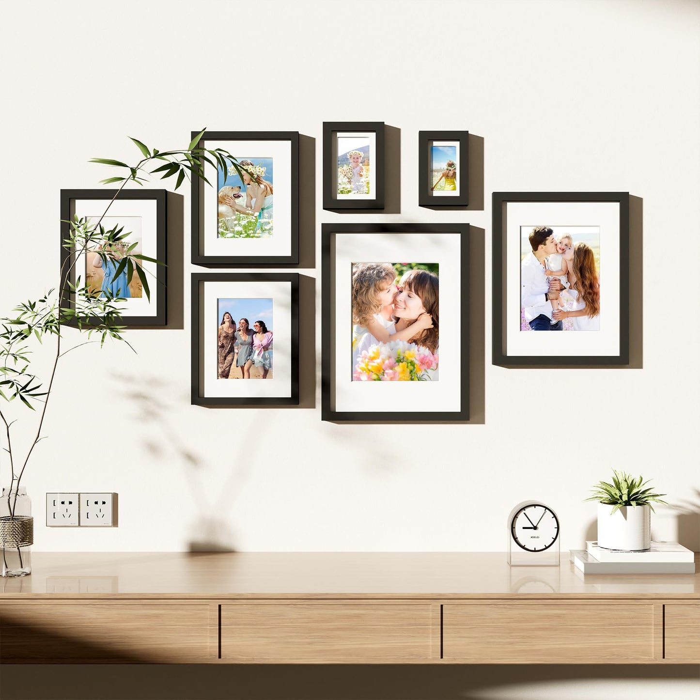 decorUhome 8x10 Picture Frame Set of 10, Display Photos 5x7 with Mat or 8x10 Unmatted for Picture Frames Collage Wall Decor, Black