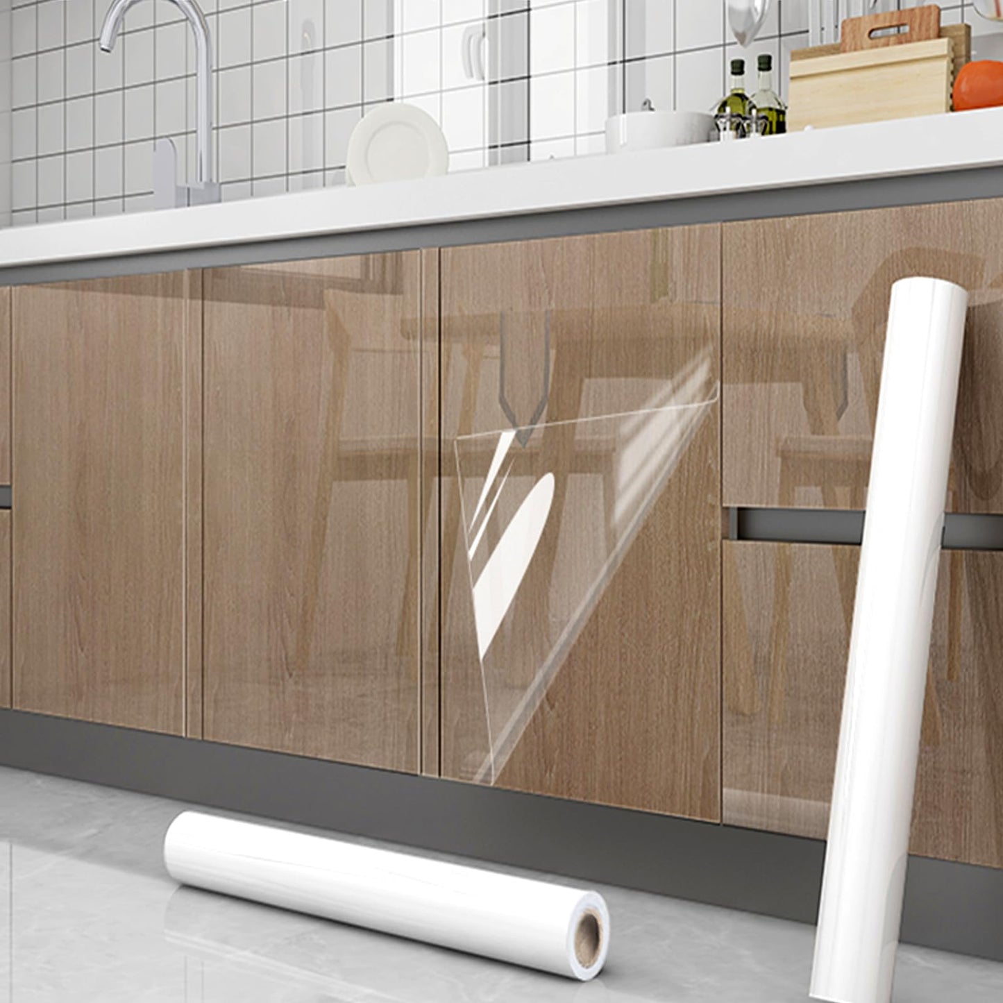 COSNIGHT Clear Contact Paper Peel and Stick for Wall Protector 23.6in x 20ft/Roll, Clear Wall and Kitchen Cabinets Protector from Furniture