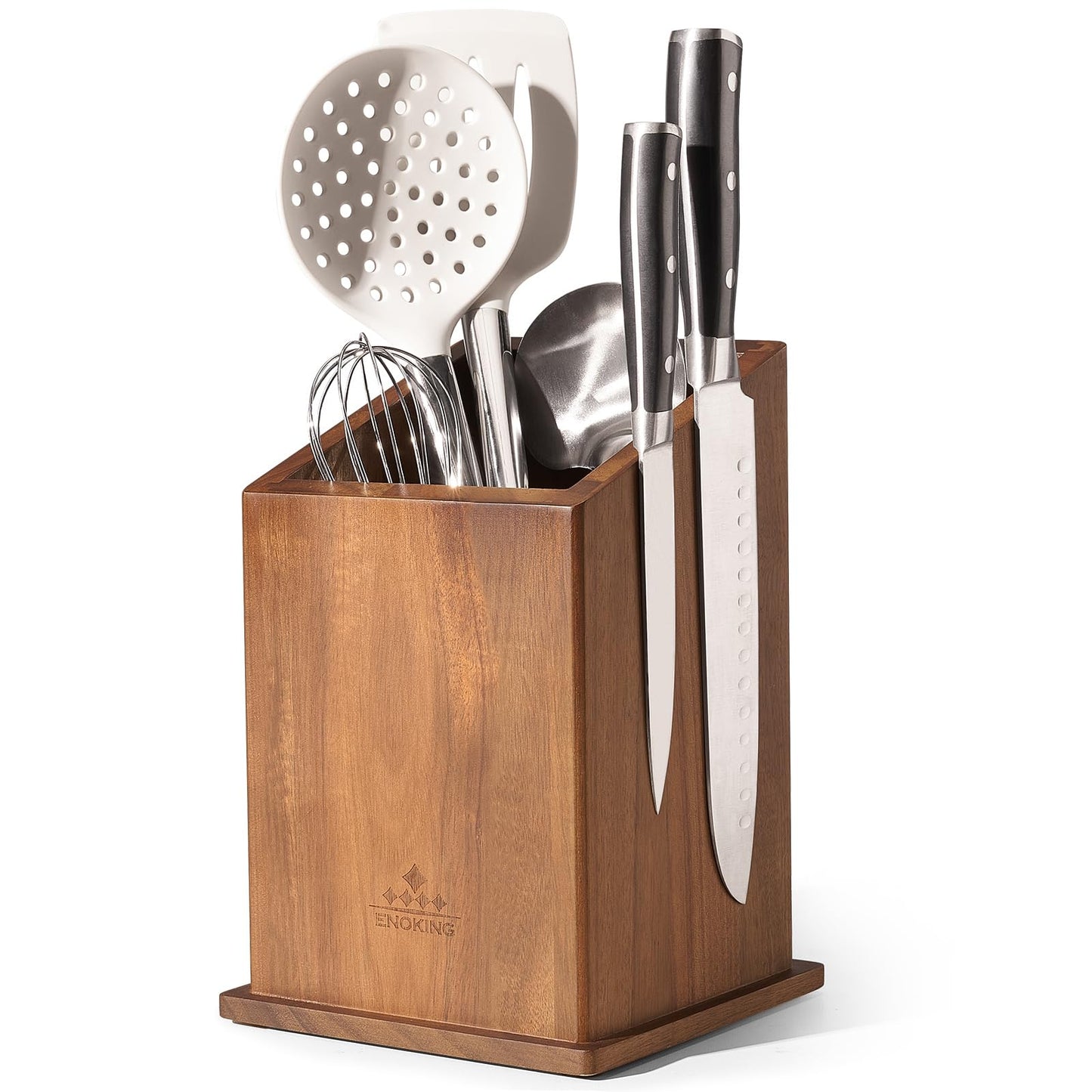 Magnetic Knife Holder without Knives, Acacia Wood Kitchen Utensil Holder with Strong Magnet, Universal Knife Block for Knives, Scissors & Utensils