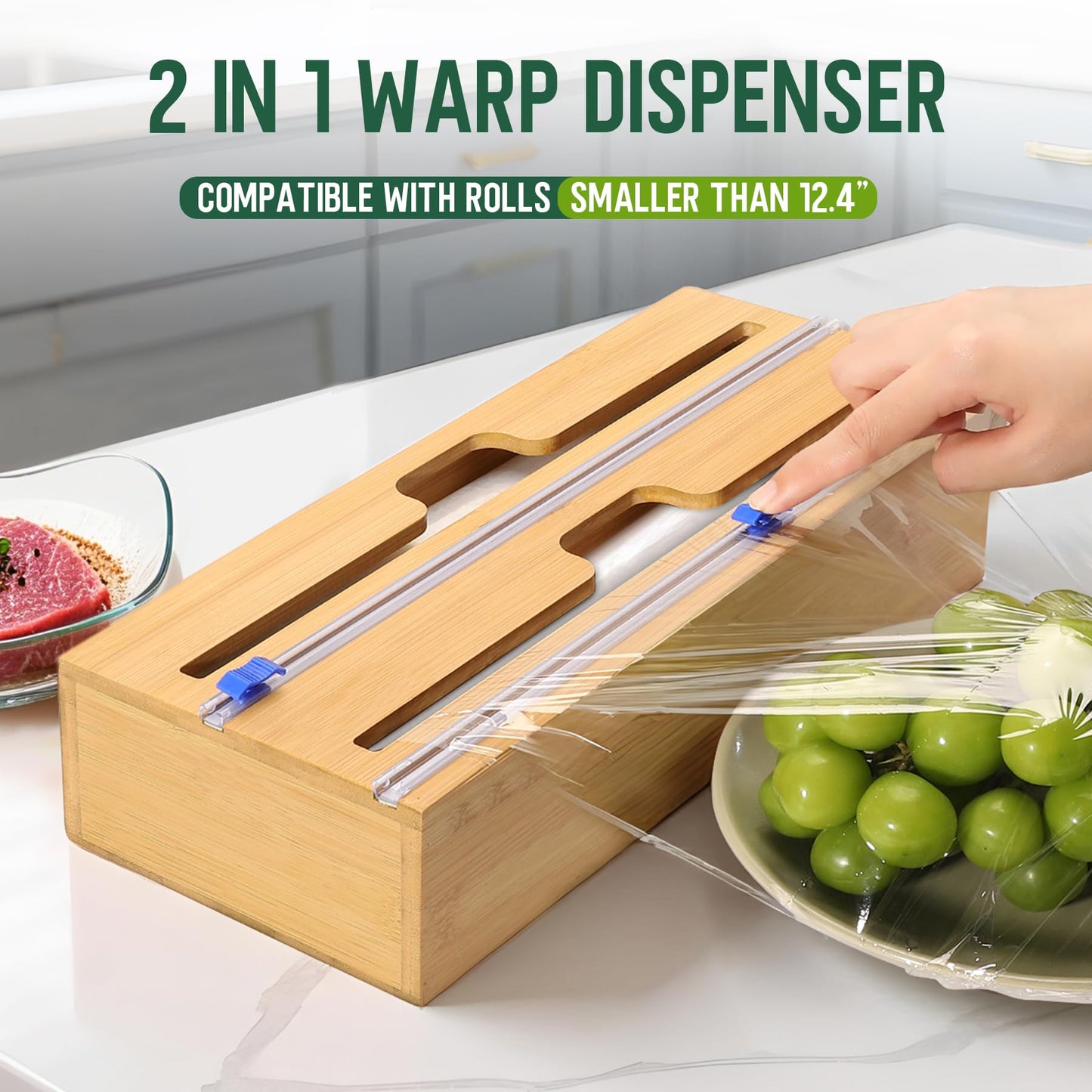Gamtik Individual Storage Bag Organizer for Kitchen Drawer, Bamboo with Foil and Plastic Wrap Organizer for Kitchen Organizers and Storage, for Gallon, Quart, Sandwich, Snack