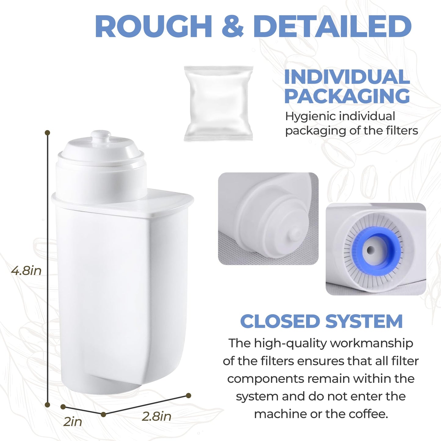 Compatible for Bosch Brita Intenza TCZ7003 water filter Espresso machine water filter compatible for BRITA INTENZA/SIEMENS/NEFF/GAGGENAU/VeroBar/VeroProfessional (3, Filters)