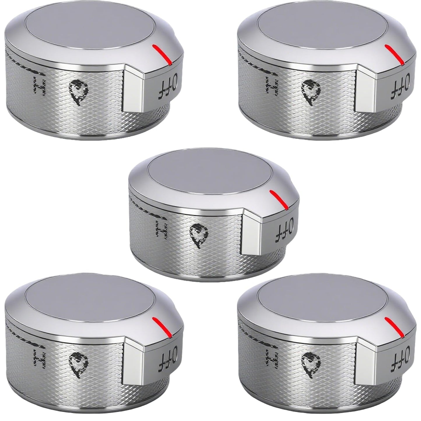 Feyuoeka Upgraded W11030413 Stove Control Knobs (5-piece Set) - Kitchen Auxiliary Stove Compatible Knob Switch - Replacement W10643306、W10786063、W11027434、4461624、AP6038805、PS11770322、EAP11770322