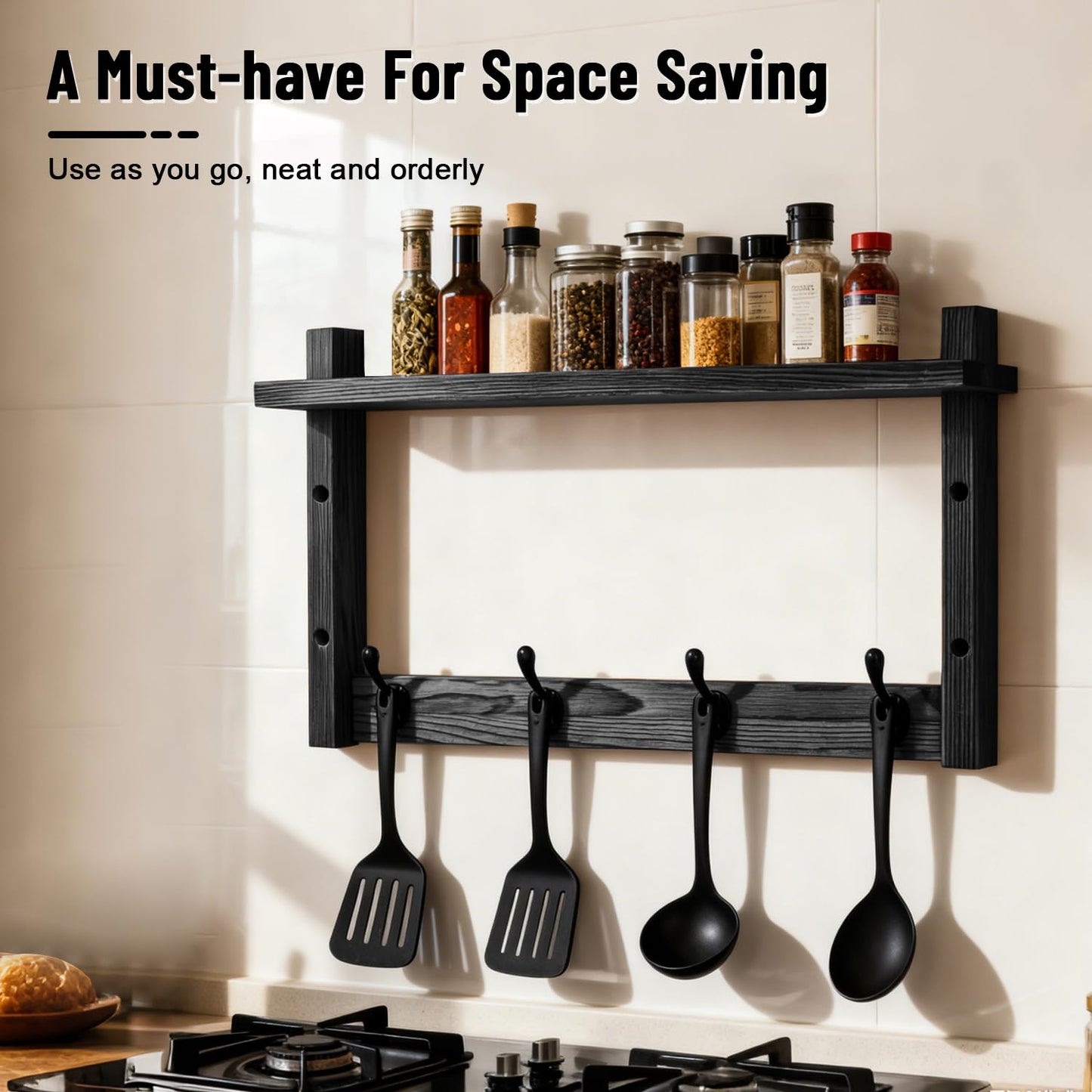 Dellicasi 28" Coat Rack Wall Mount with Shelf, Entryway Key Holder Wall Mount Wood Wall Coat Hooks with 7 Hooks 3 Key Hanger, Wall Mounted Coat Rack Mail Holder for Living Room, Bedroom