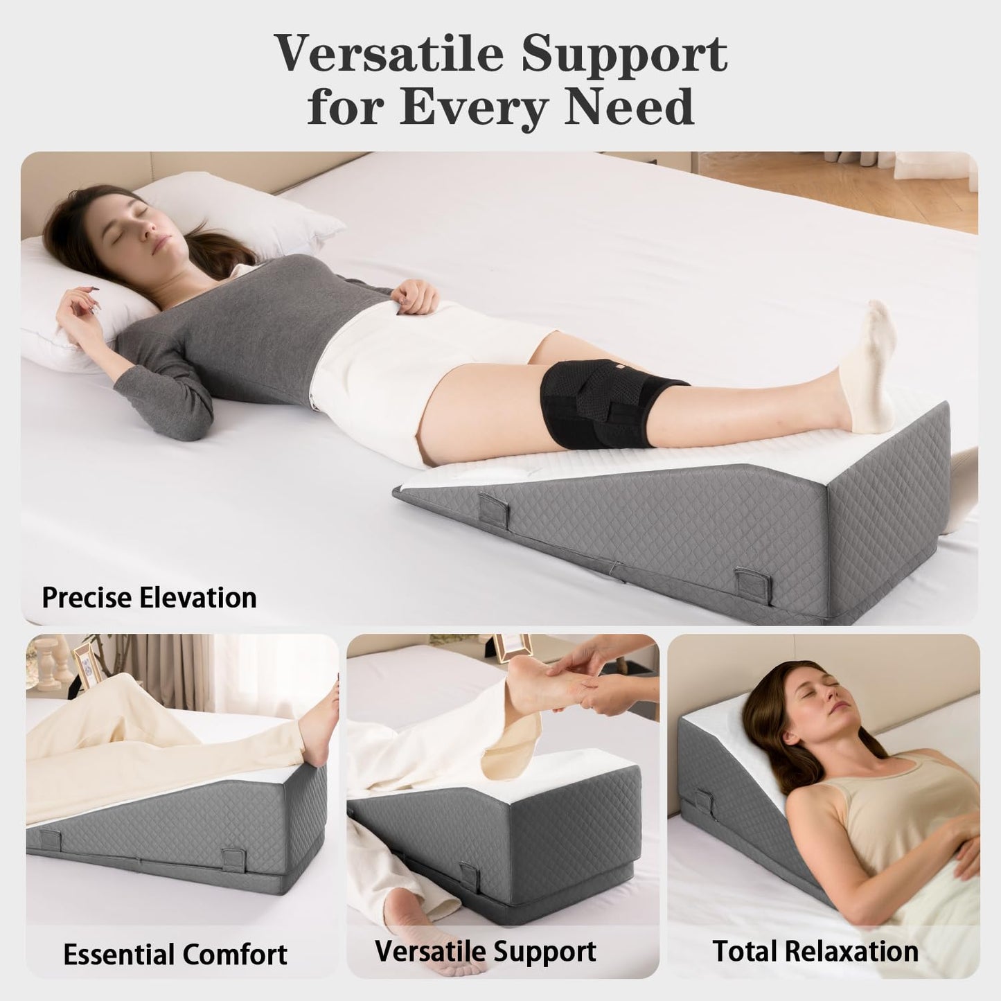Hapiclody Leg Elevation Pillow for After Surgery – Adjustable Height Knee Surgery Recovery Leg Support Pillow, Designed for Knee Replacement Recovery, Single Leg Elevating Wedge