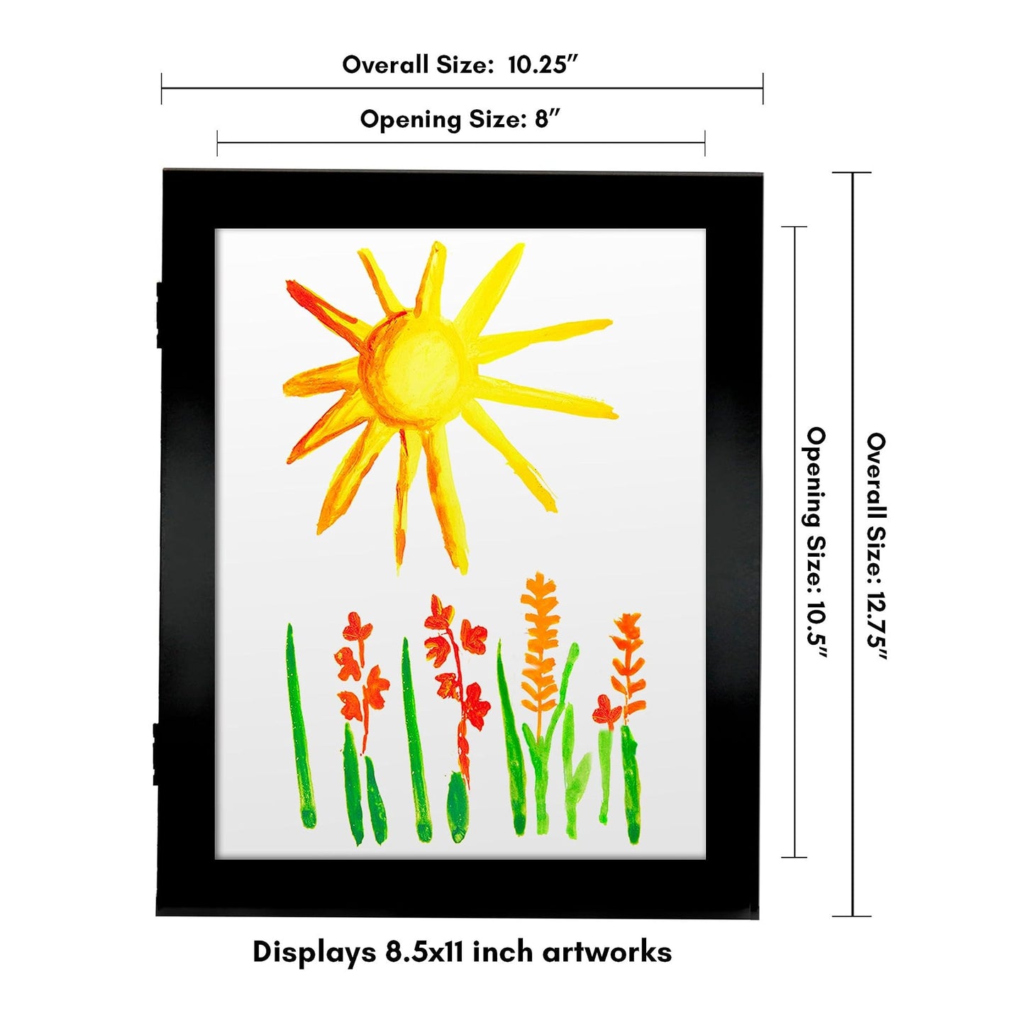 Americanflat 10x12.5 Kids Art Frame - Front Loading Picture Frames Hold 100 Artworks - Use as 8.5x11 Picture Frame with Mat - My Mini Masterpiece - Hanging Hardware and Built-in Easel Included - Black