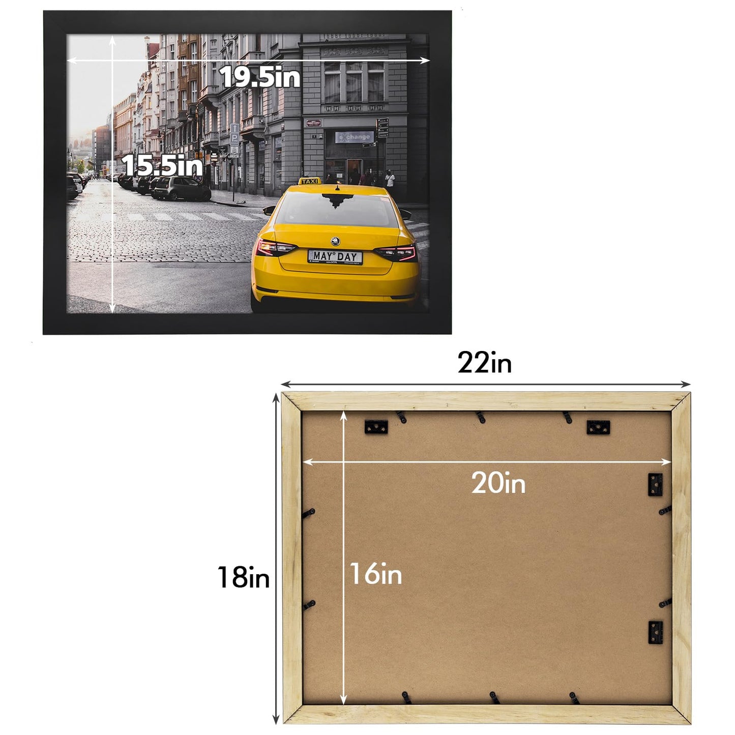 Golden State Art 16x20 Wood Picture Frame with Real Glass and 1.25'' Wide (Black)