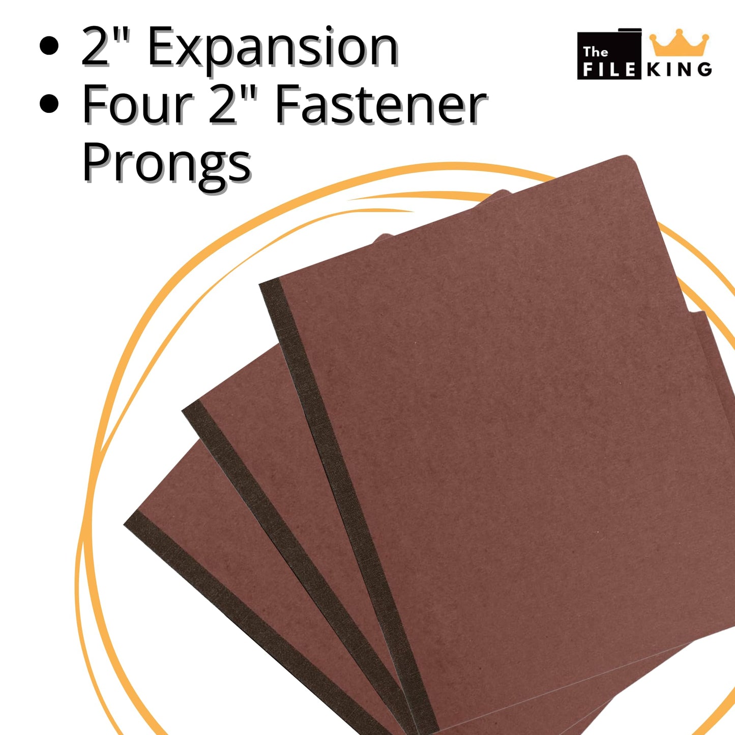 The File King One Divider Brick Red Pressboard Classification File Folder - Letter Size | Box of 10 | Top Tab | 2” Expansion | Four 2-Inch Durable Fastener Prongs | USA Made