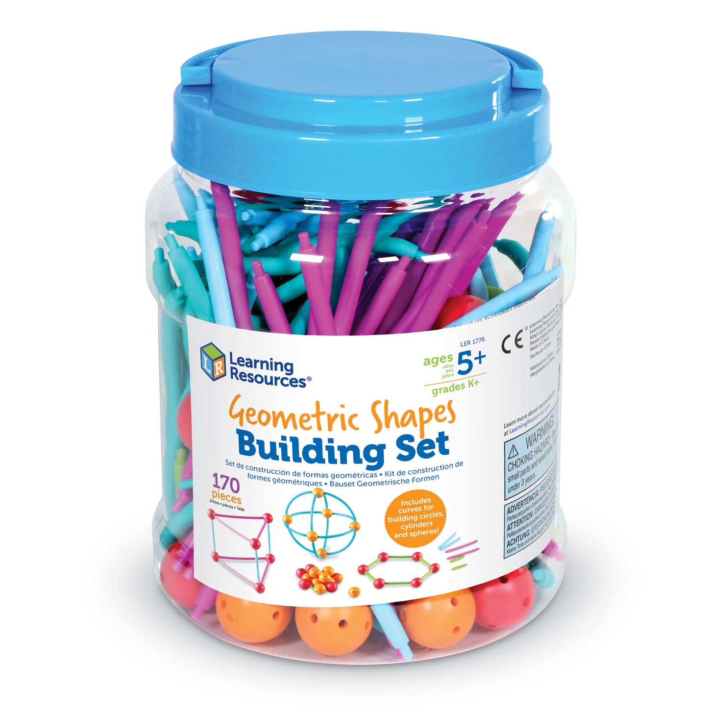 Learning Resources Geometric Shapes Building Set - 170 Pieces, Ages 5+ Math Learning Games for Kids, Early Math Skills, Back to School Activities, Classroom Games for Teachers